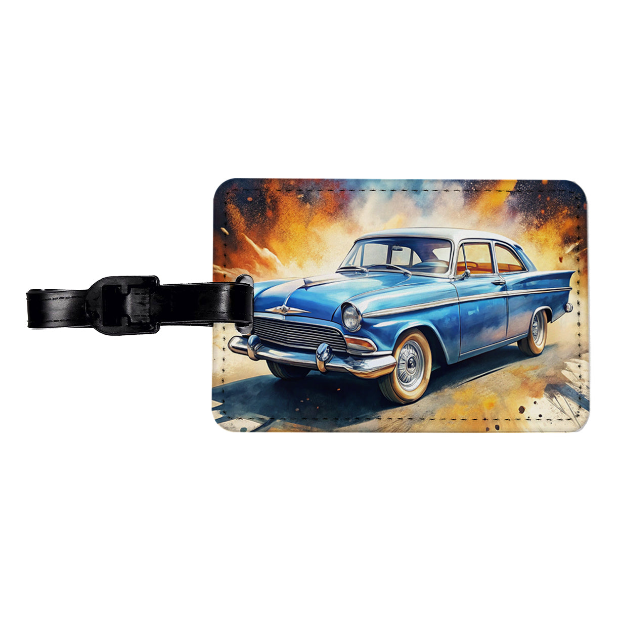 Classic Retro Car Art Travel Faux Leather Luggage Tag
