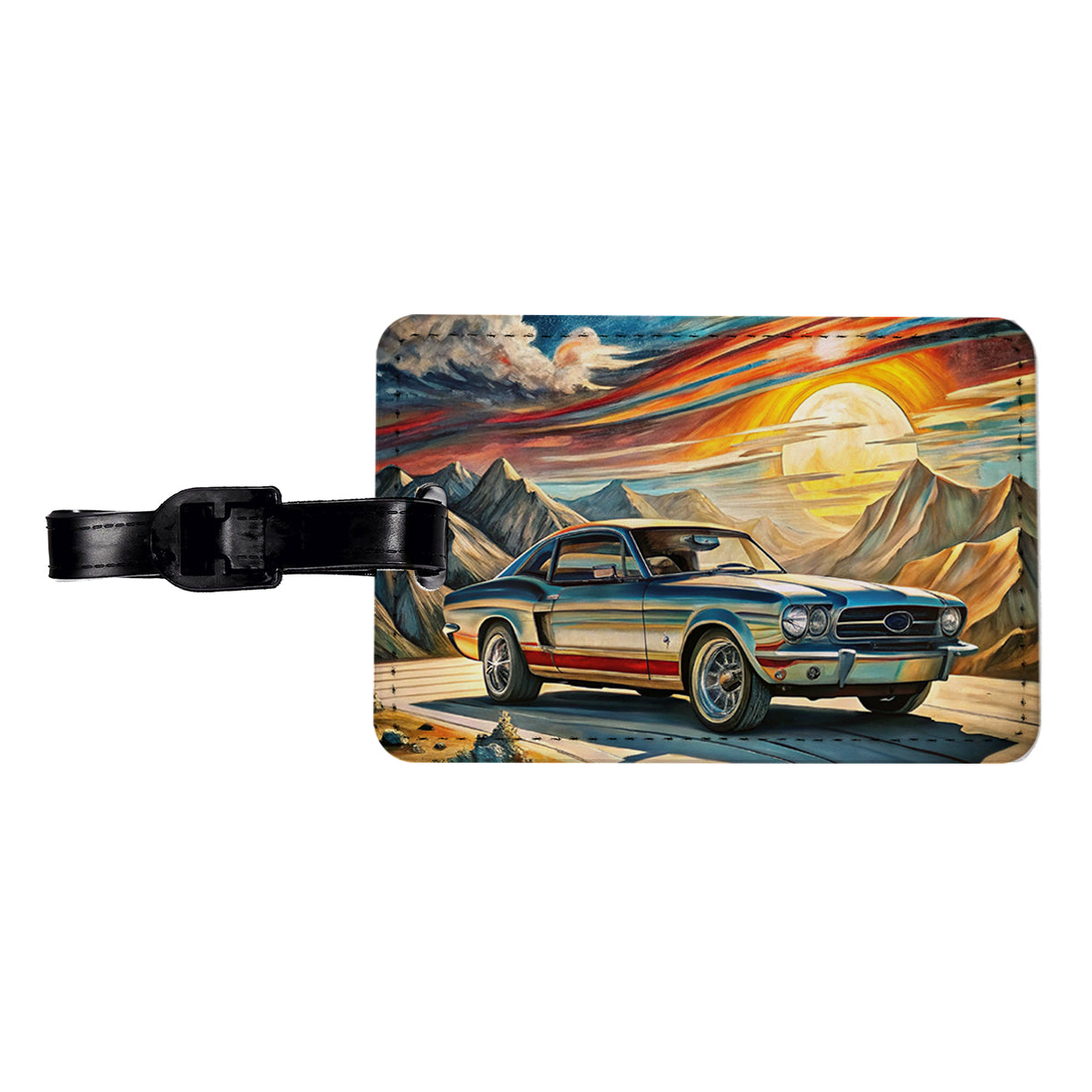 Classic Retro Muscle Car Art Travel Faux Leather Luggage Tag