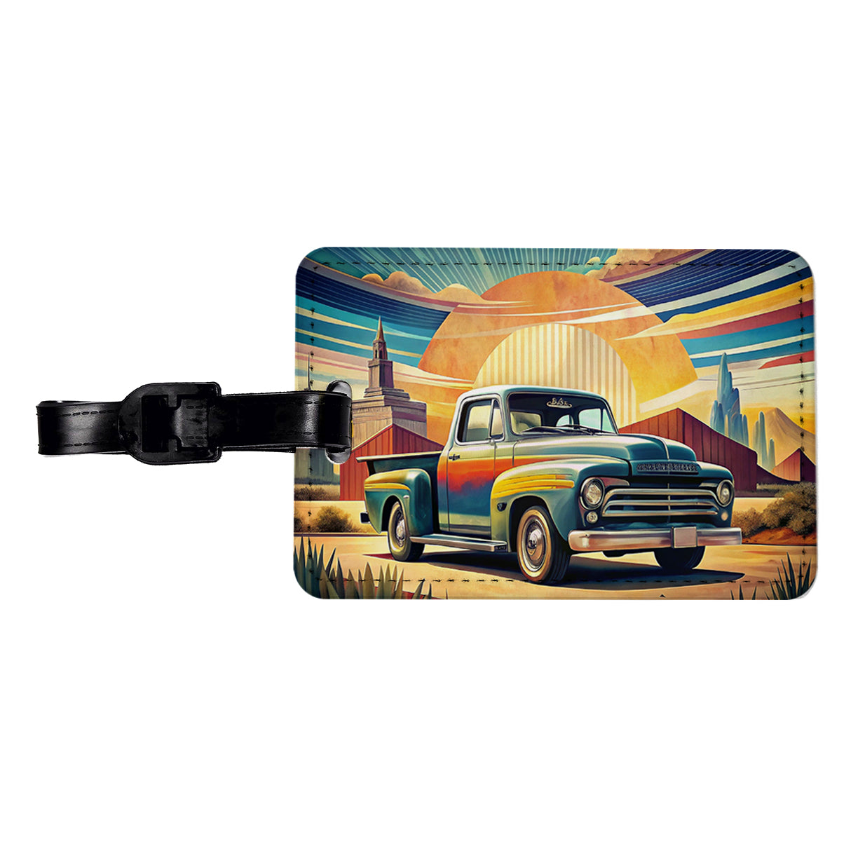 Classic Retro Truck Art Travel Faux Leather Luggage Tag