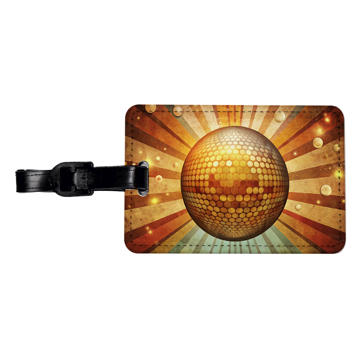 Vintage Retro Disco Ball Design Travel Faux Leather Luggage Tag