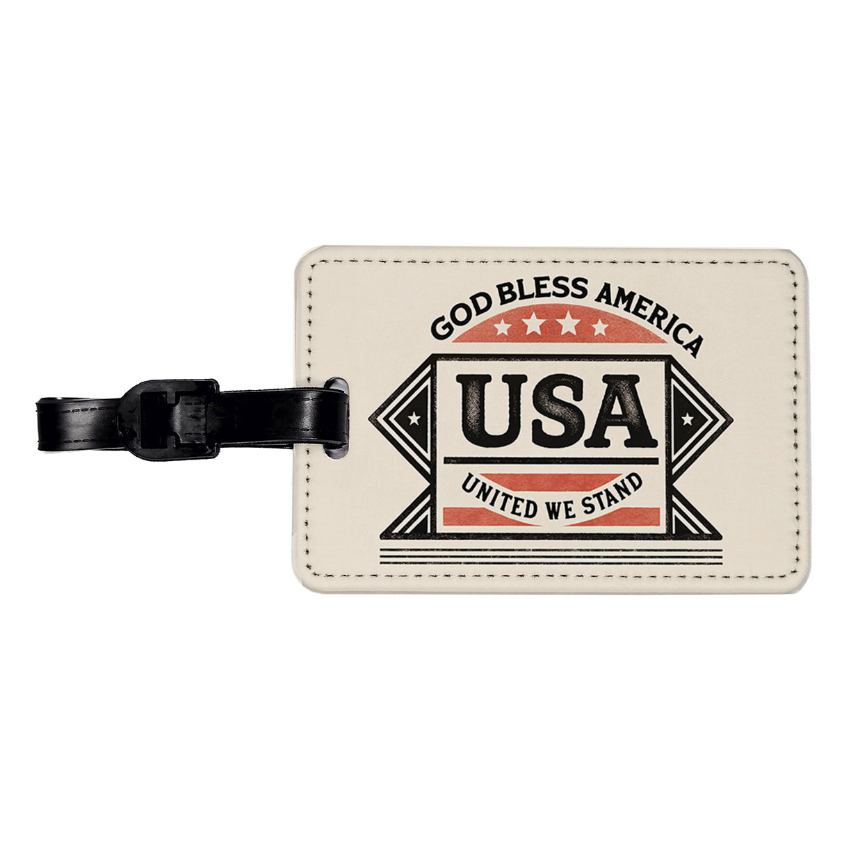 God Bless America USA United We Stand States Travel Faux Leather Luggage Tag