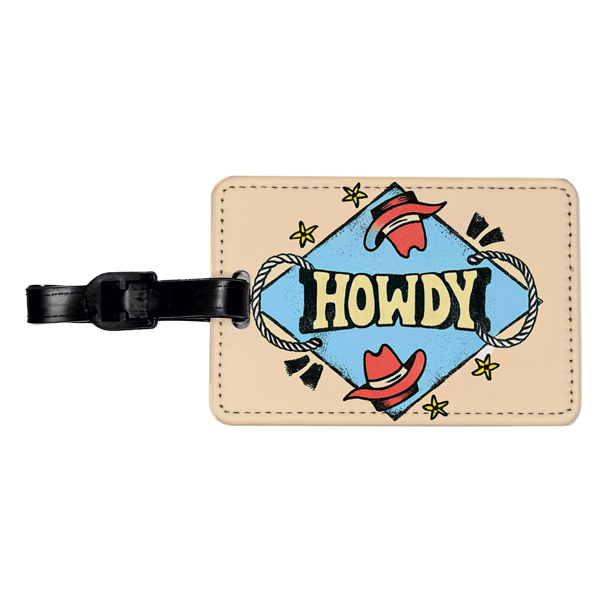 Howdy Country Cowboy Cowgirl Travel Faux Leather Luggage Tag