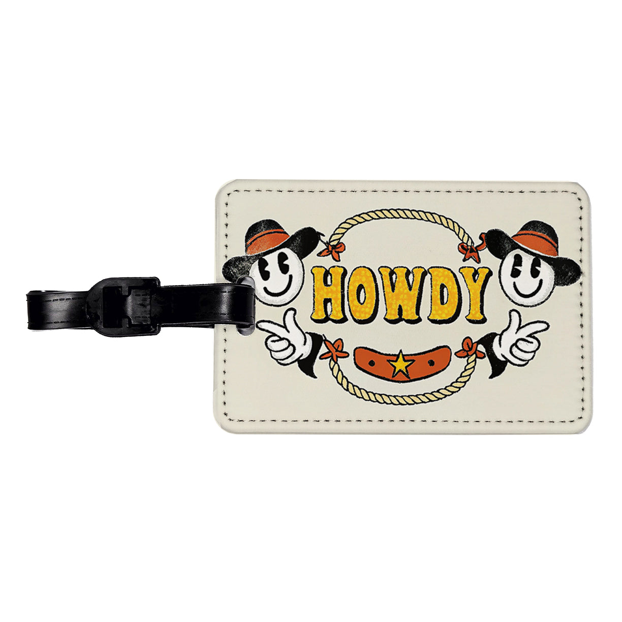 Howdy Funny Country Cowboy Cowgirl Travel Faux Leather Luggage Tag