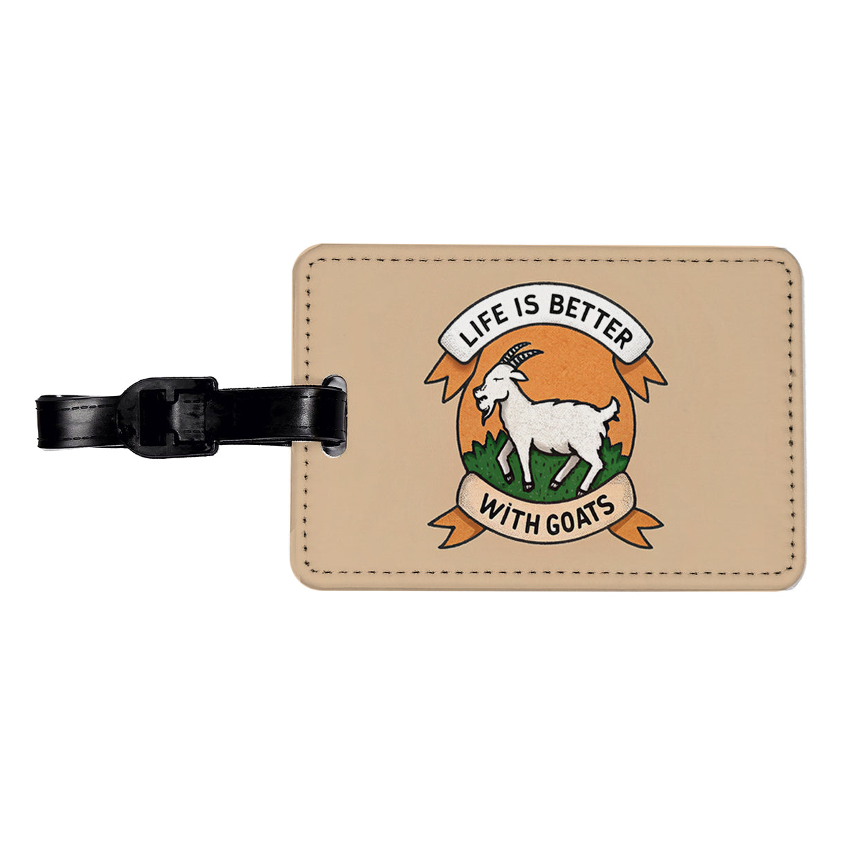 Life Is Better With Goats Travel Faux Leather Luggage Tag