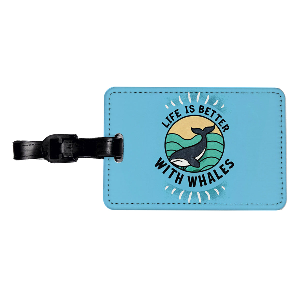 Life Is Better With Whales Travel Faux Leather Luggage Tag