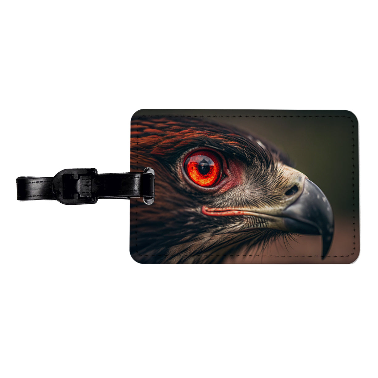 Red Eyes Hawk Bird Travel Faux Leather Luggage Tag