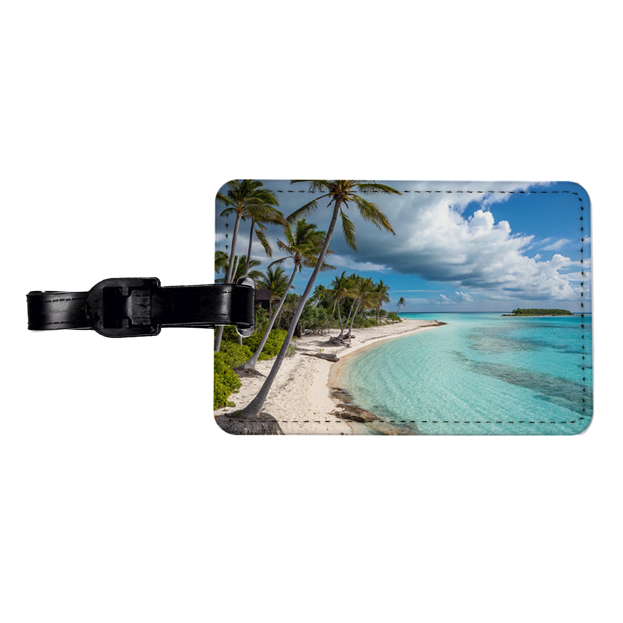 Bahamas Tropical Beach Vacation Travel Faux Leather Luggage Tag