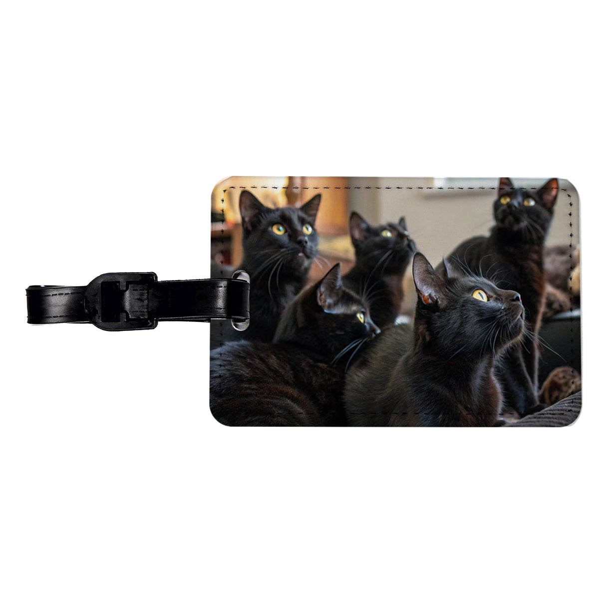 Bunch Of Black Cats Travel Faux Leather Luggage Tag