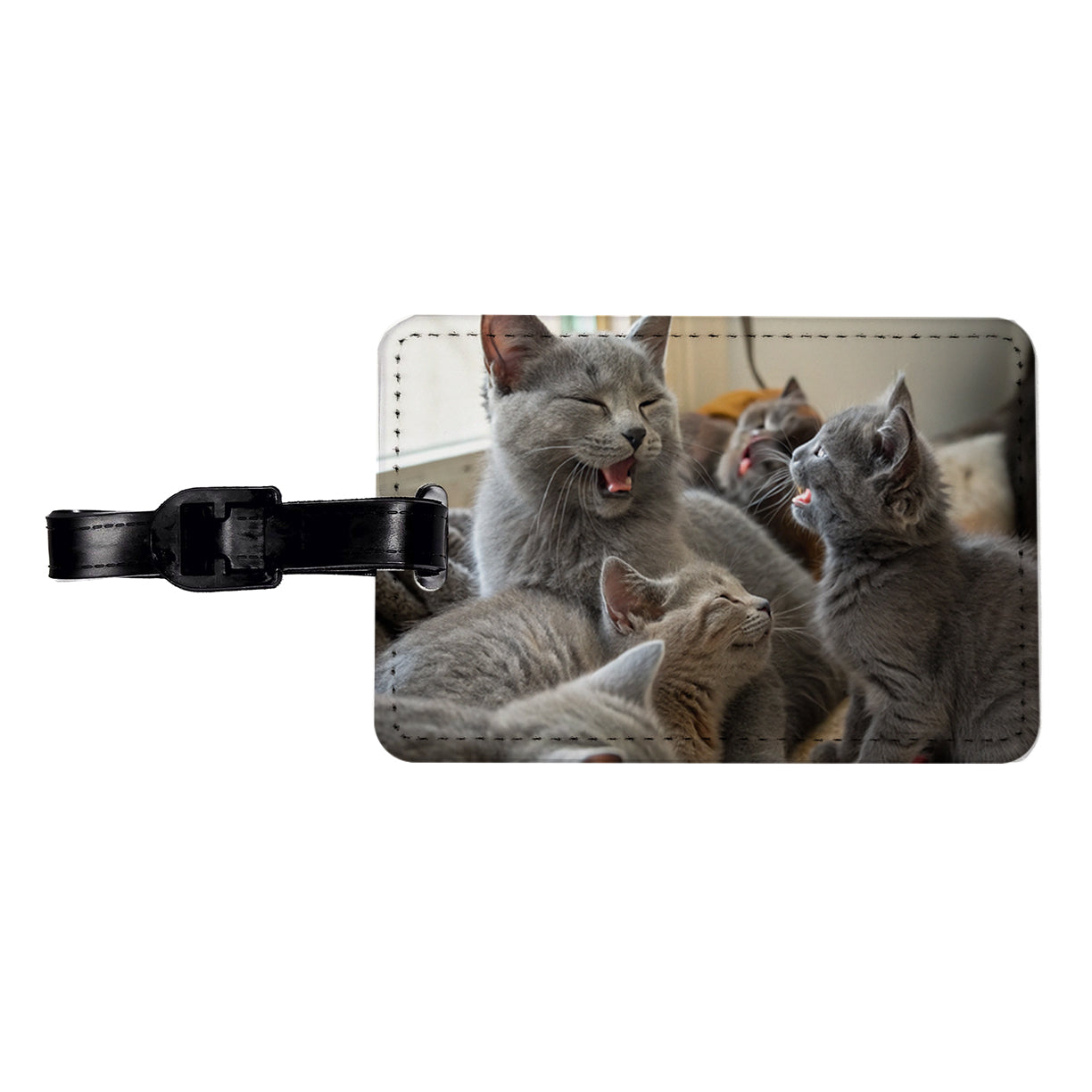 Bunch Of Gray Cats Travel Faux Leather Luggage Tag