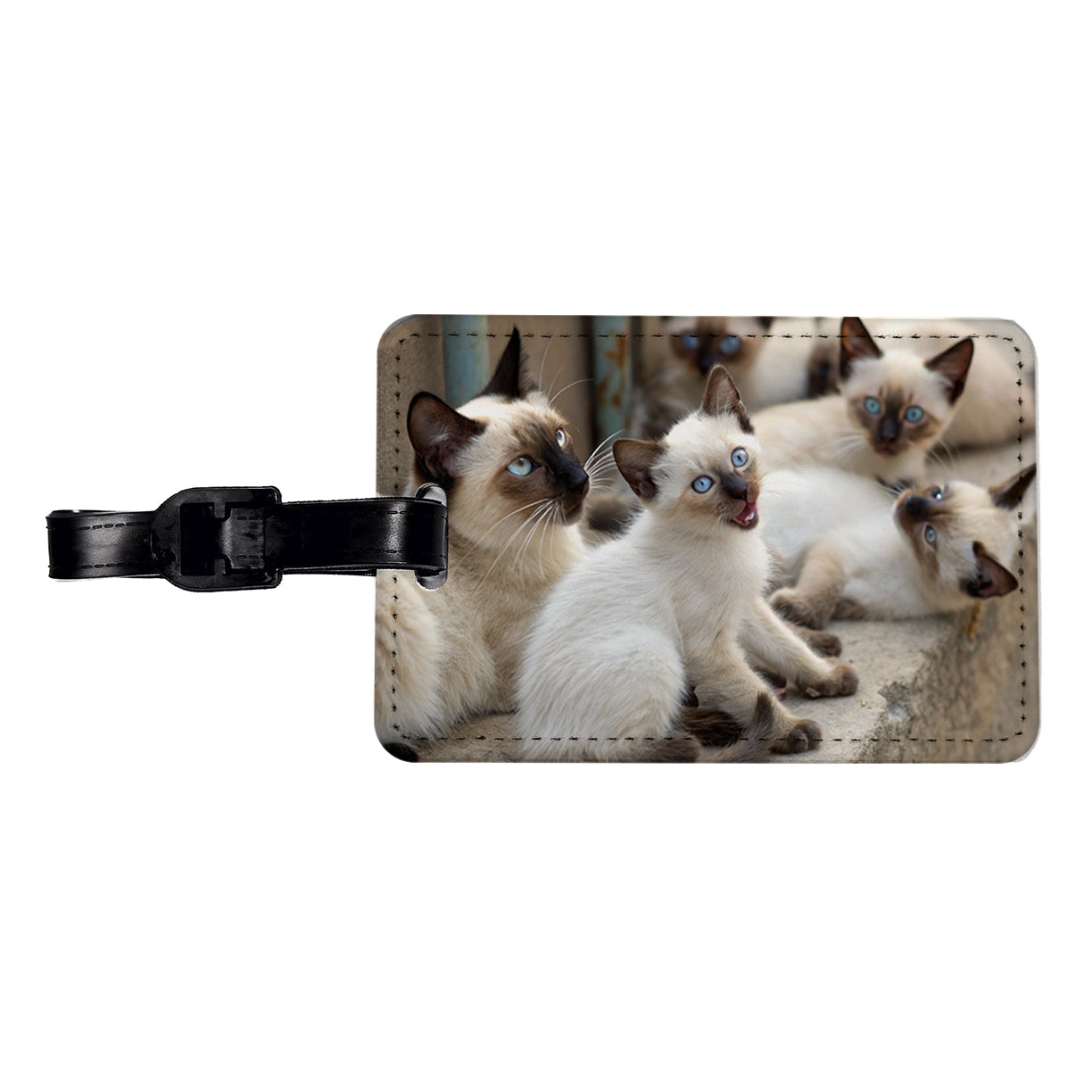Bunch Of Siamese Cats Travel Faux Leather Luggage Tag