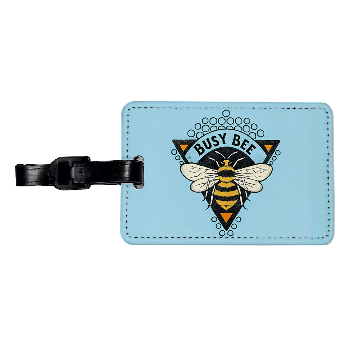 Busy Bee Blue Travel Faux Leather Luggage Tag