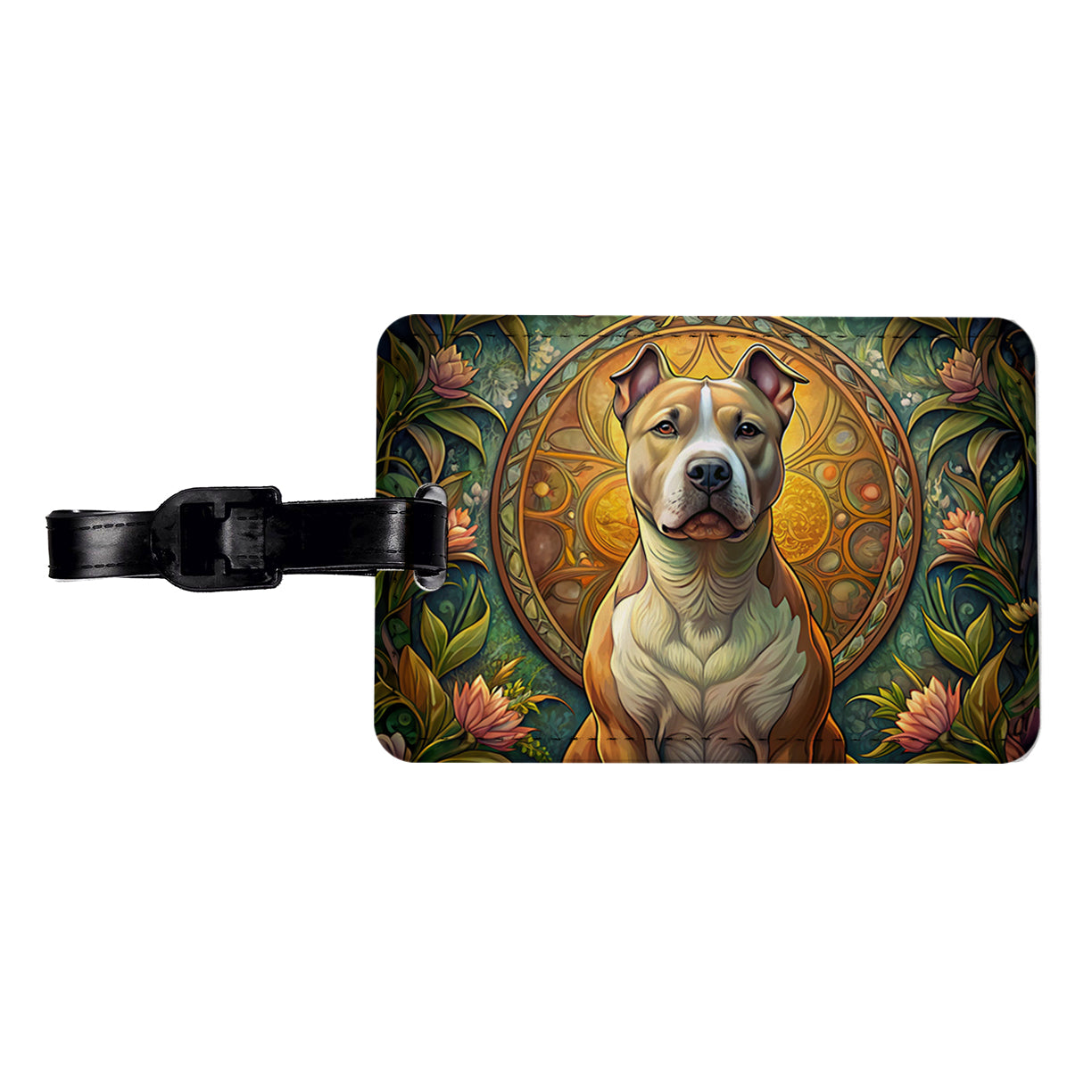 American Staffordshire Terrier Dog Art Nouveau Travel Faux Leather Luggage Tag