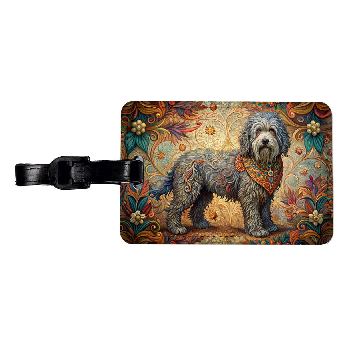 Barbet Dog Art Nouveau Travel Faux Leather Luggage Tag