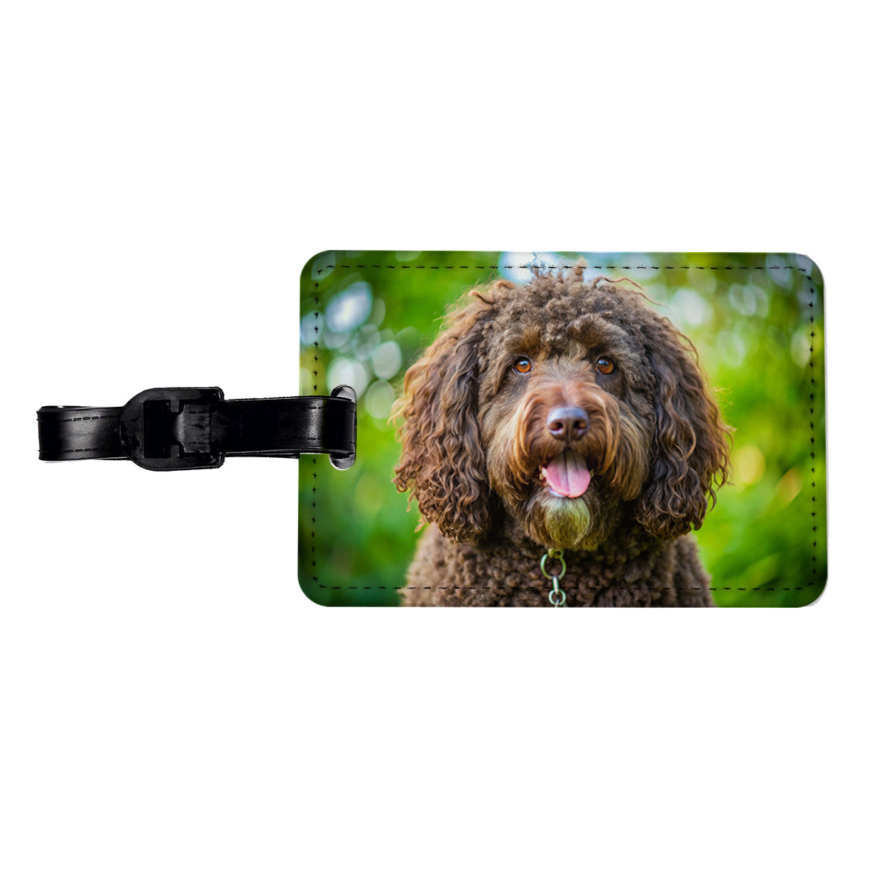 Barbet Dog Photo Travel Faux Leather Luggage Tag