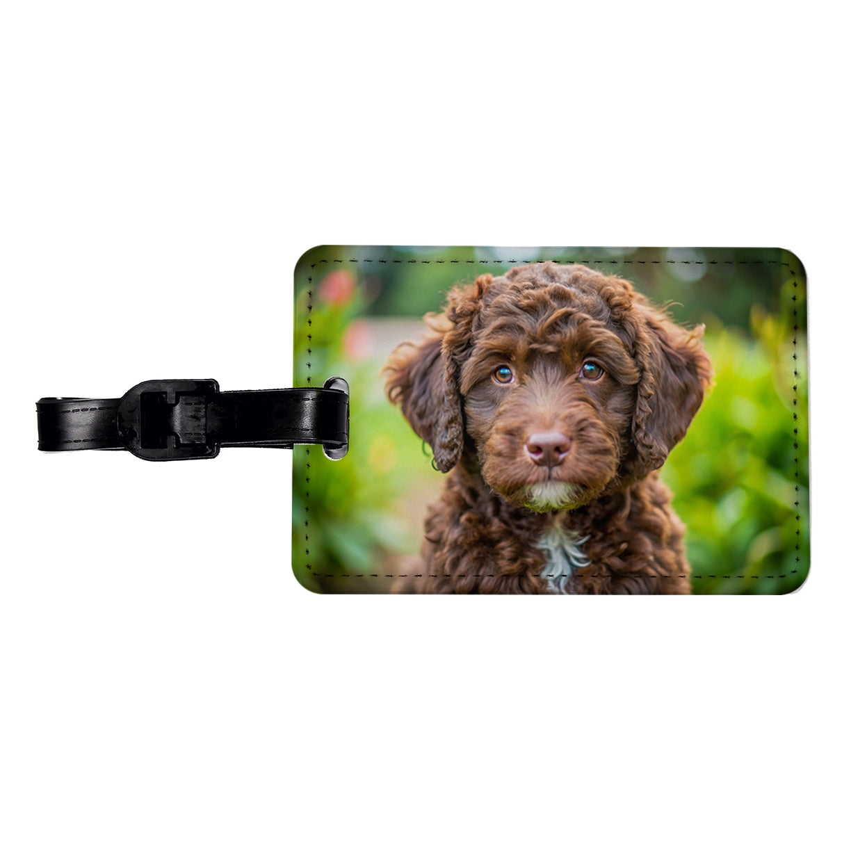 Barbet Dog Puppy Photo Travel Faux Leather Luggage Tag