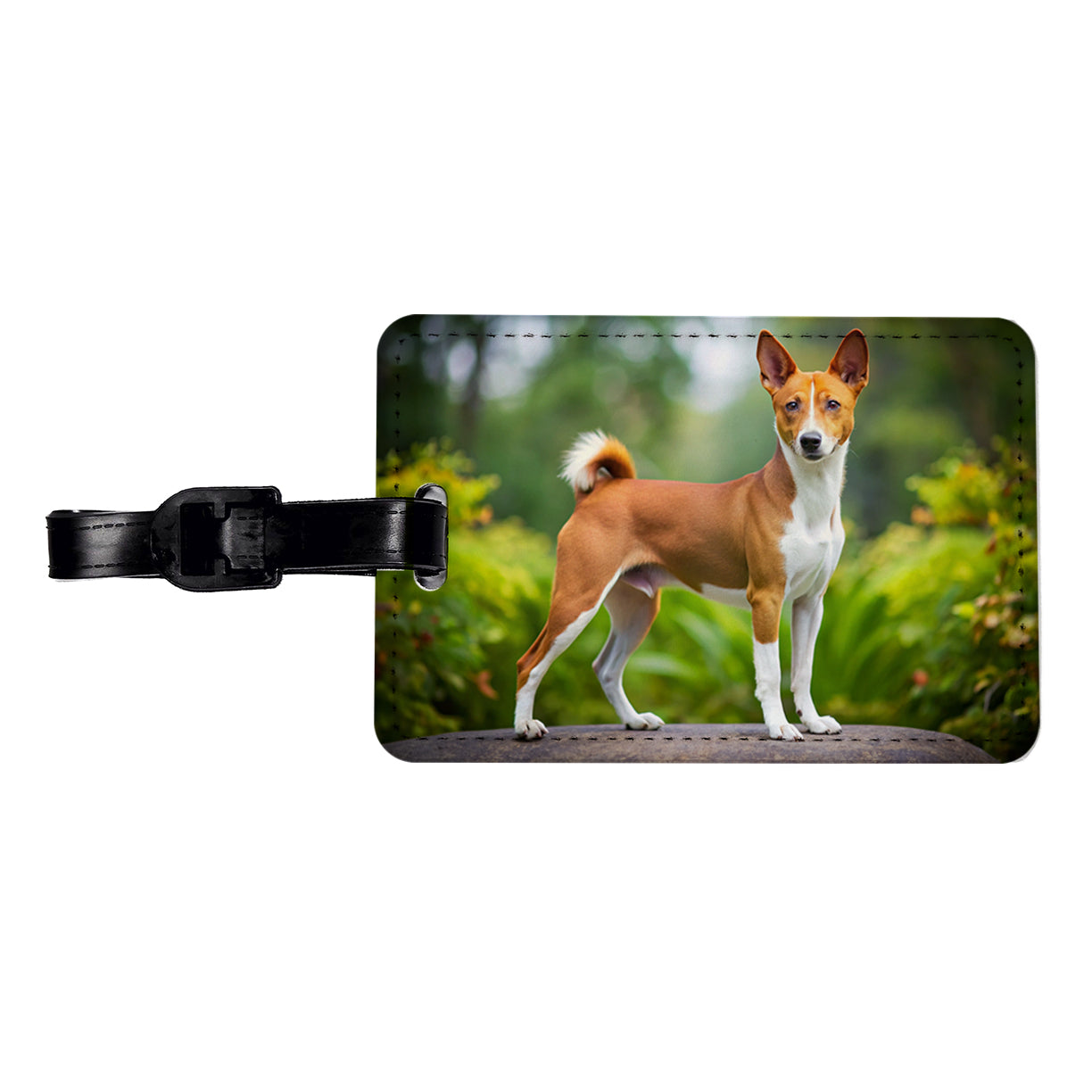 Basenji Dog Photo Travel Faux Leather Luggage Tag