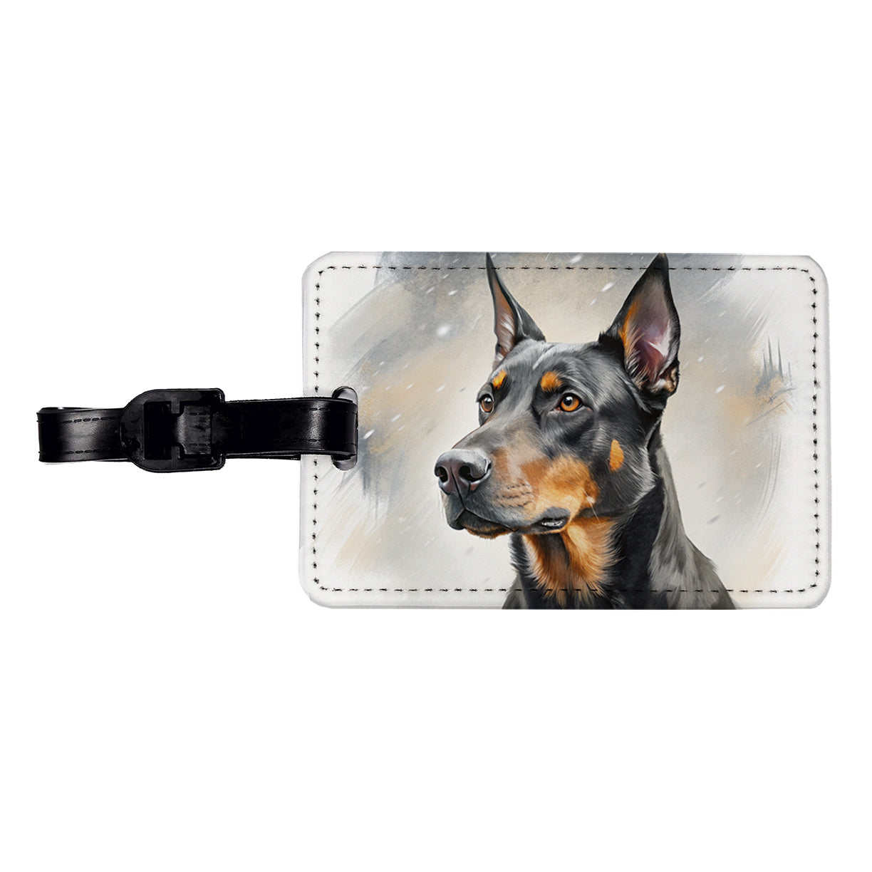 Beauceron Dog Illustration Travel Faux Leather Luggage Tag