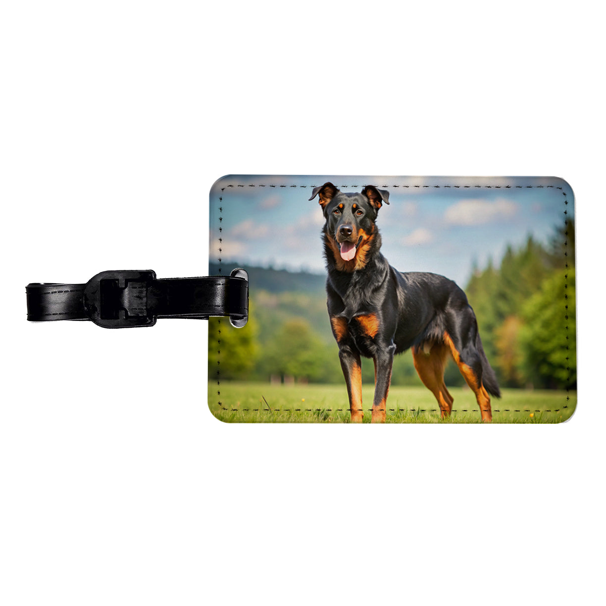 Beauceron Dog Photo Travel Faux Leather Luggage Tag