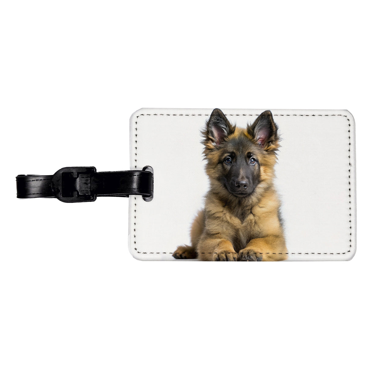 Belgian Tervuren Dog Puppy Photo Travel Faux Leather Luggage Tag