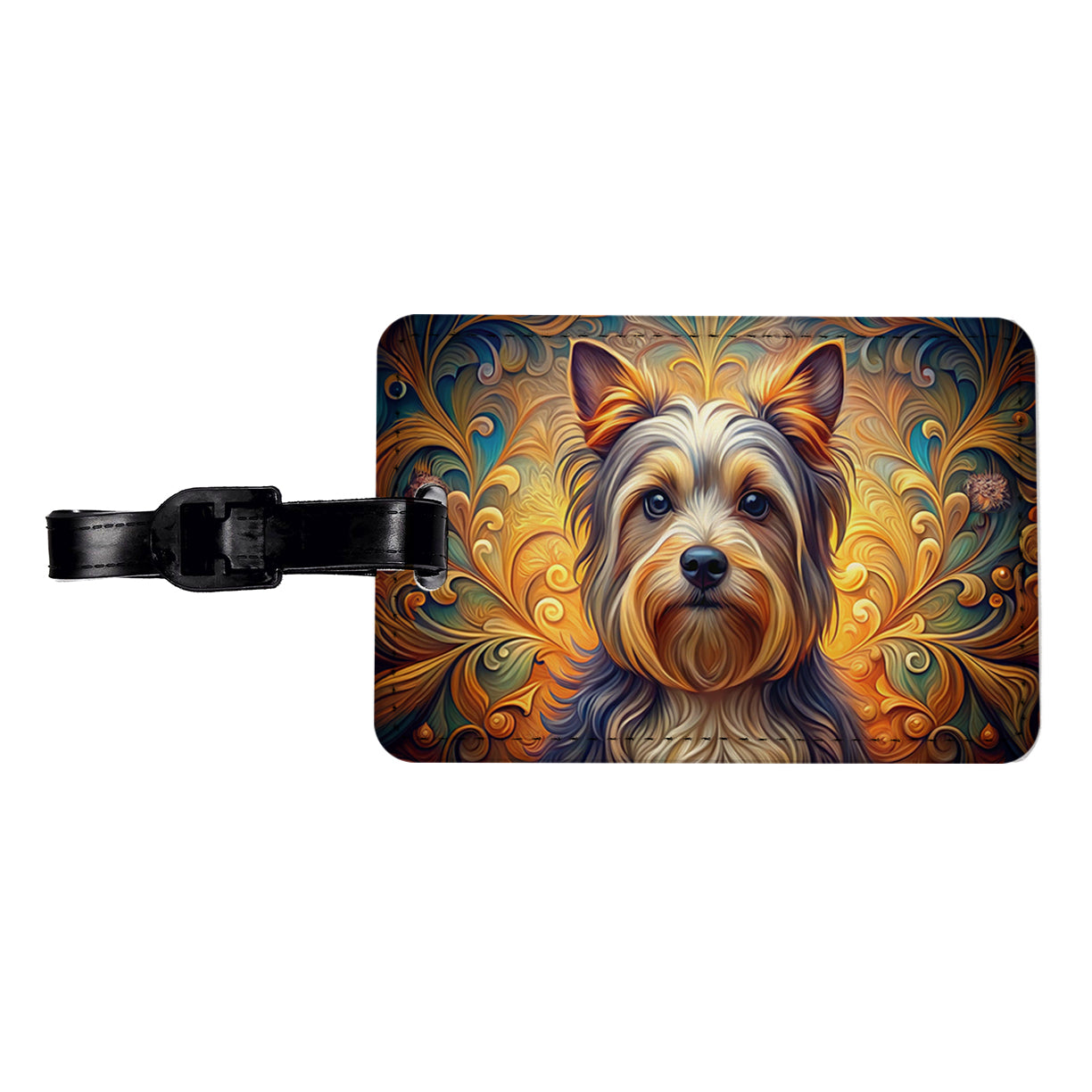Biewer Terrier Dog Art Nouveau Travel Faux Leather Luggage Tag