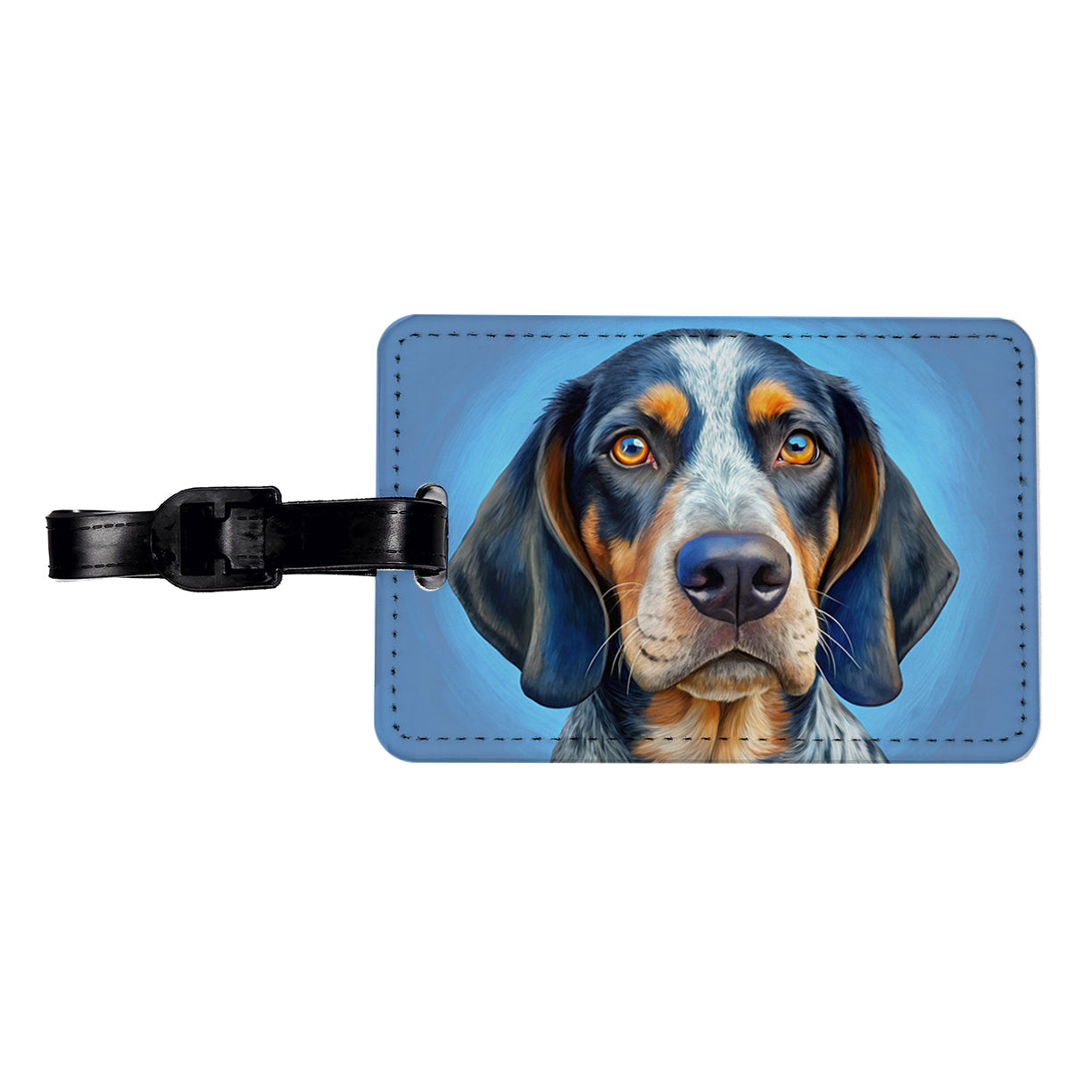 Bluetick Coonhound Dog Illustration Travel Faux Leather Luggage Tag