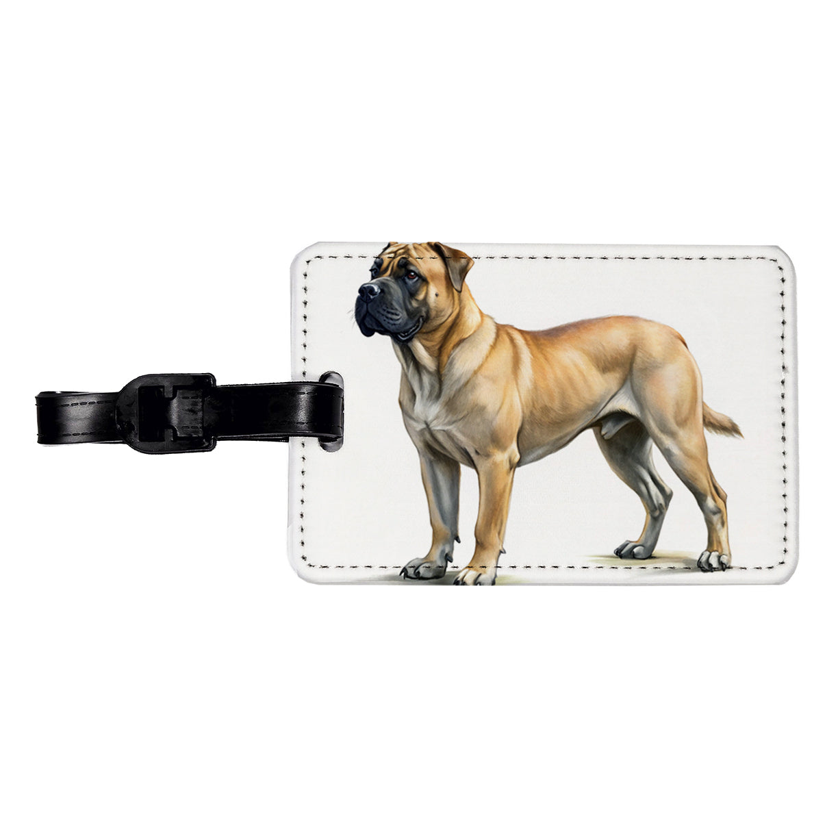 Boerboel Dog Illustration Travel Faux Leather Luggage Tag