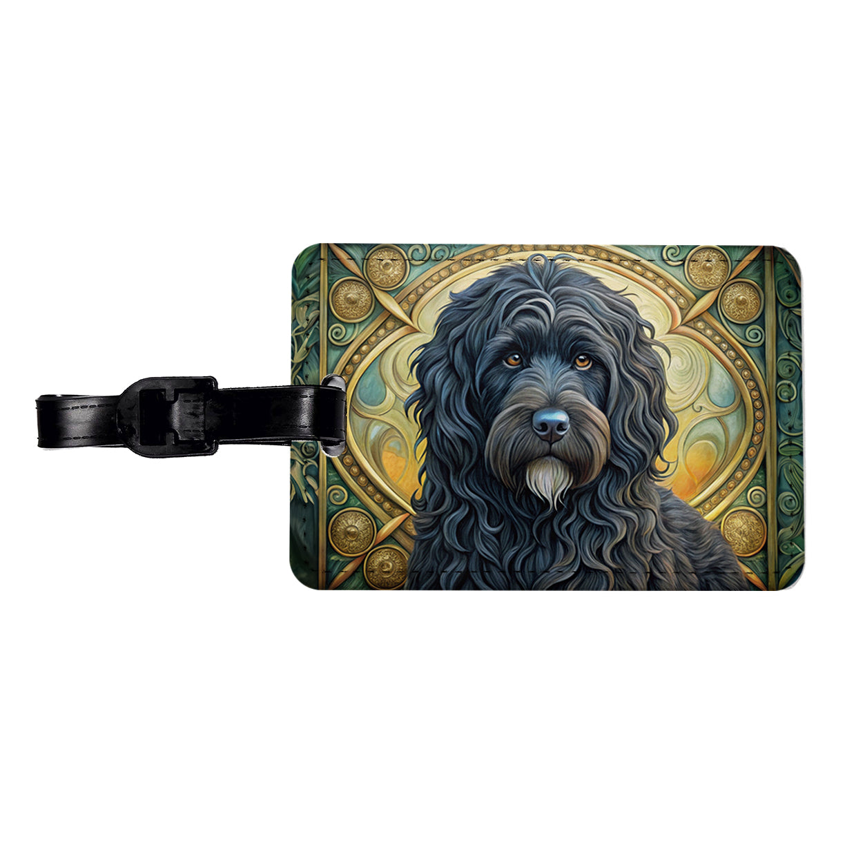 Bouviers Des Flandres Dog Art Nouveau Travel Faux Leather Luggage Tag