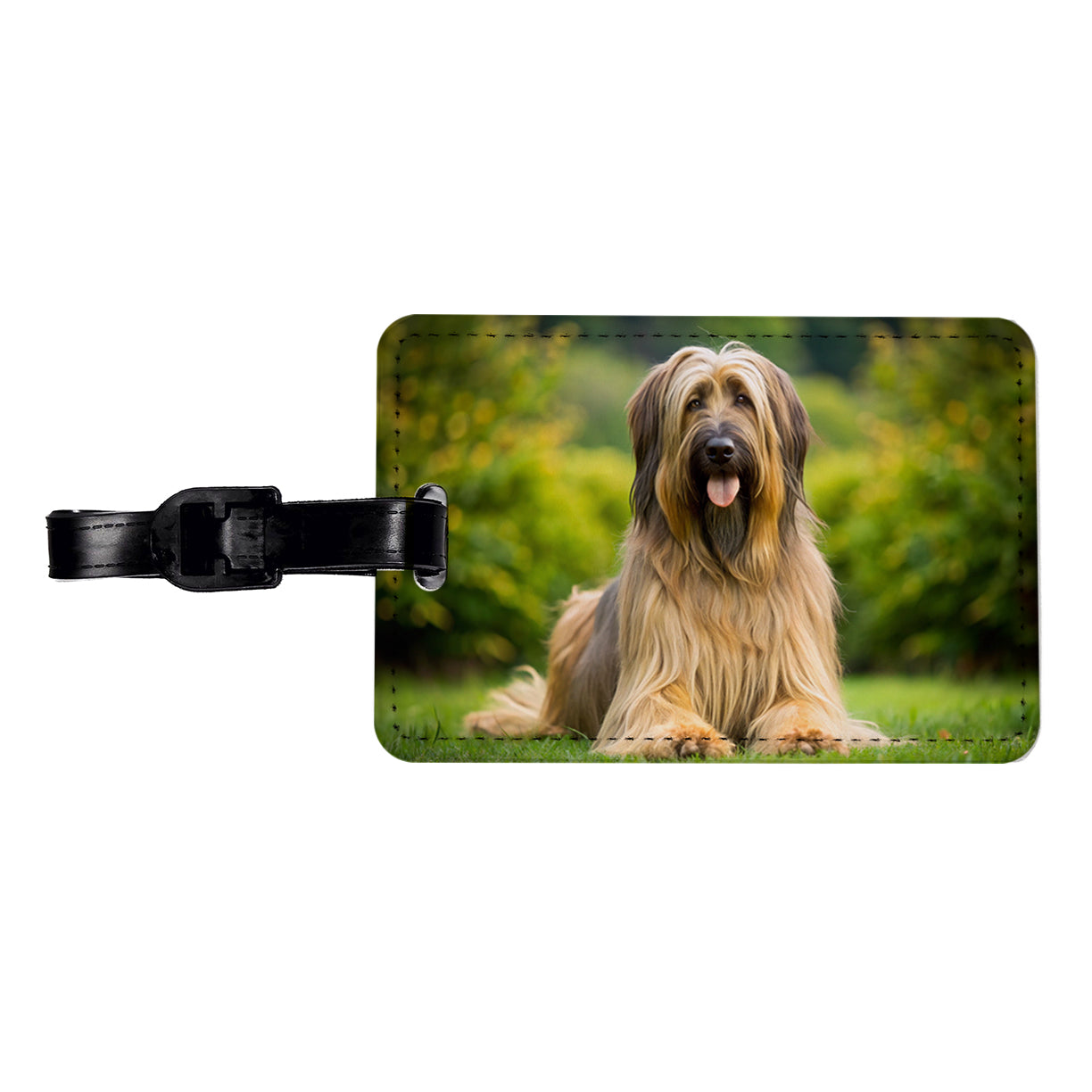 Briard Dog Photo Travel Faux Leather Luggage Tag