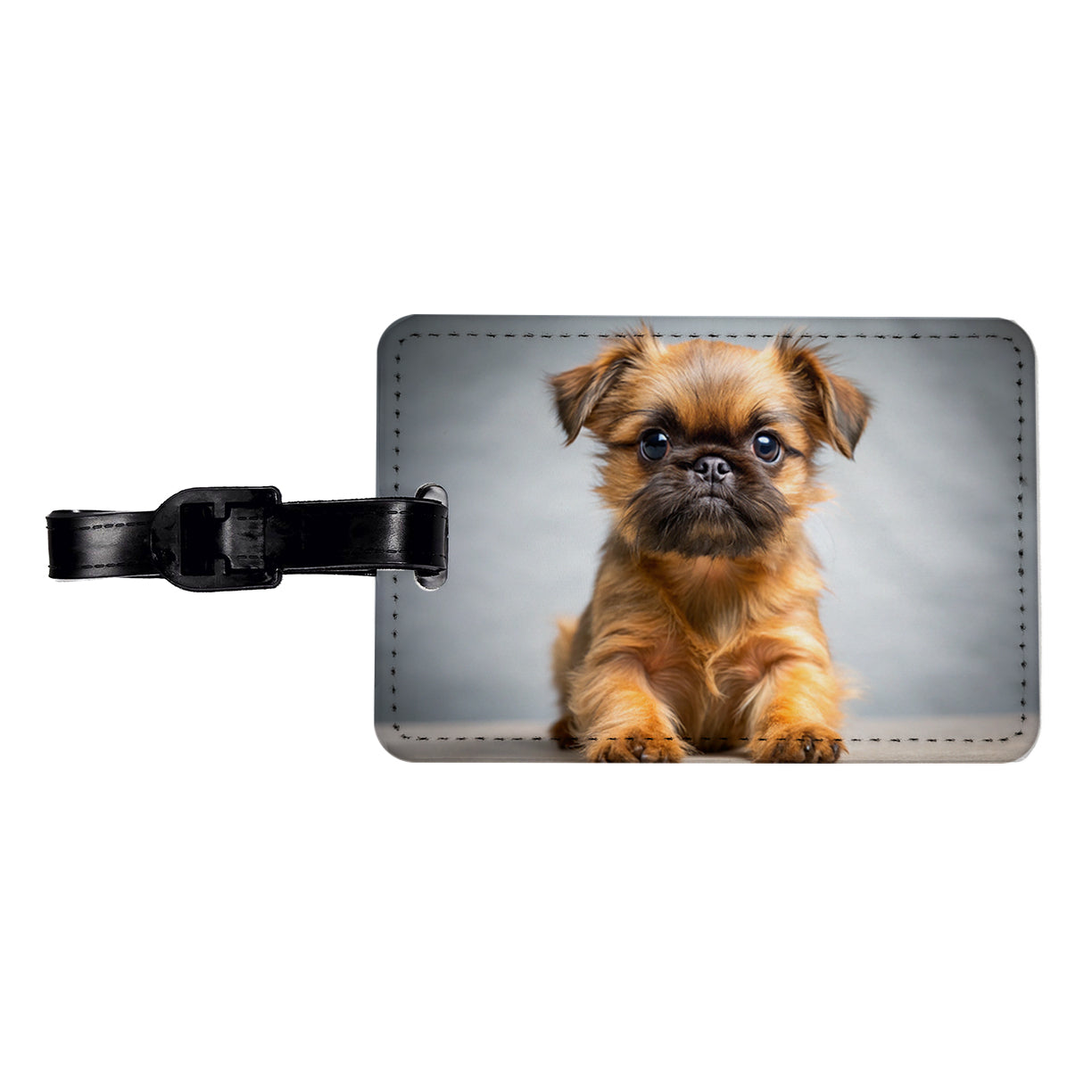 Brussels Griffon Dog Puppy Photo Travel Faux Leather Luggage Tag
