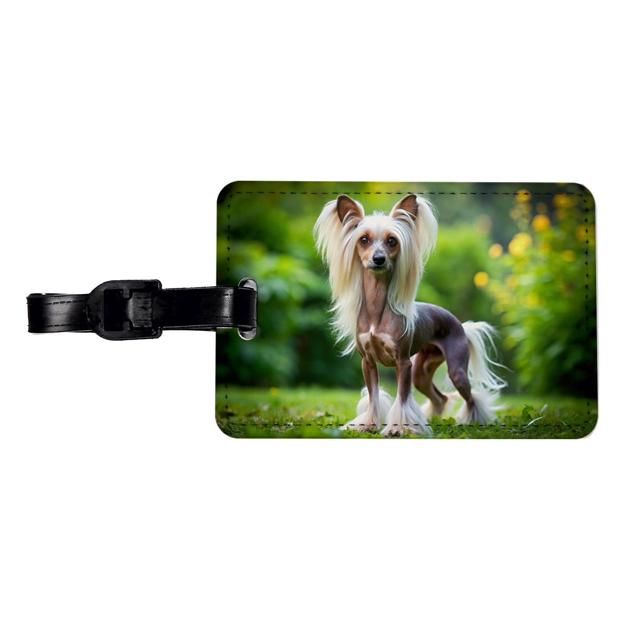 Chinese Crested Dog Photo Travel Faux Leather Luggage Tag