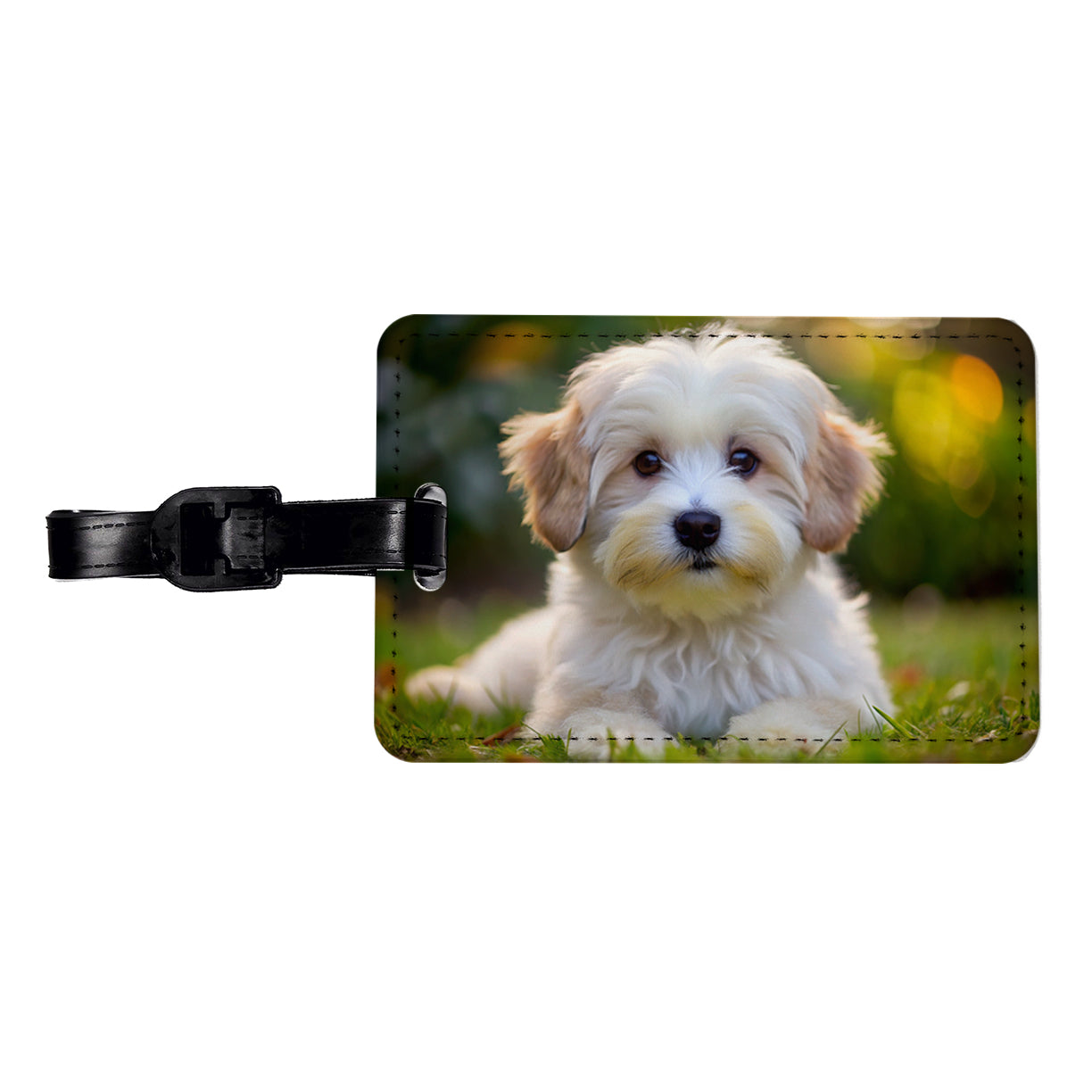 Coton De Tulear Dog Puppy Photo Travel Faux Leather Luggage Tag