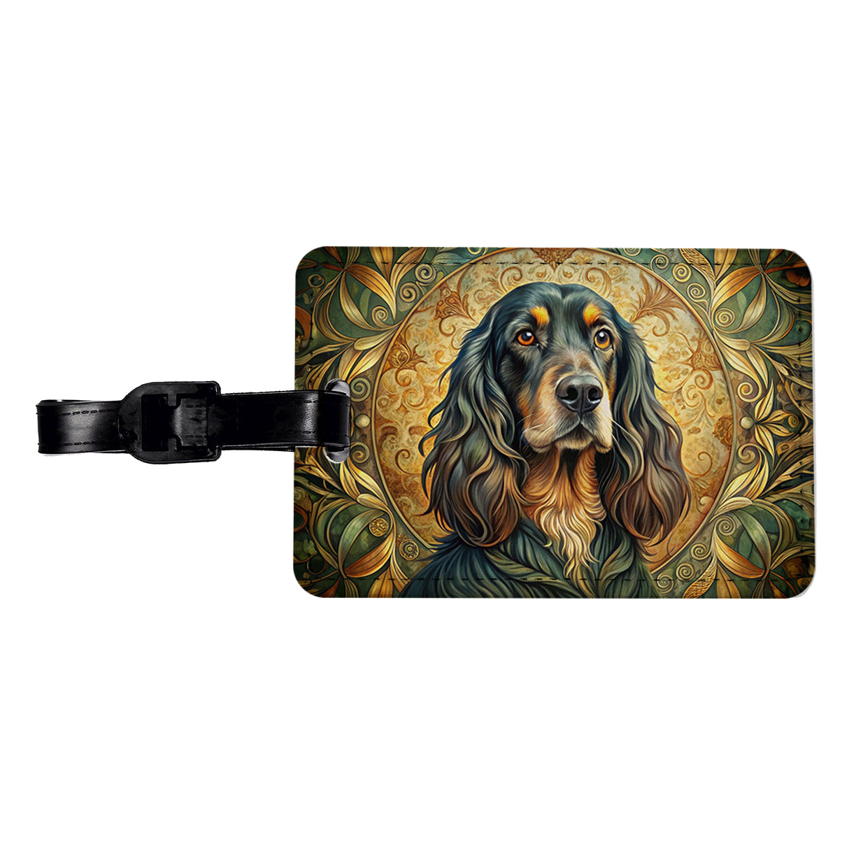 Gordon Setter Dog Art Nouveau Travel Faux Leather Luggage Tag