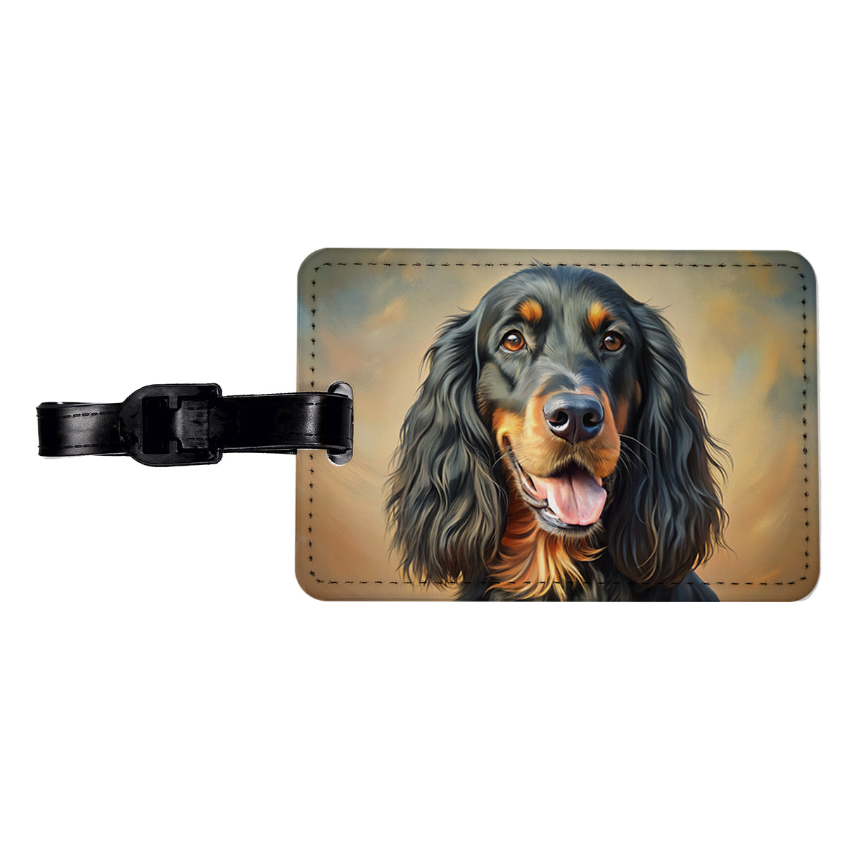Gordon Setter Dog Illustration Travel Faux Leather Luggage Tag