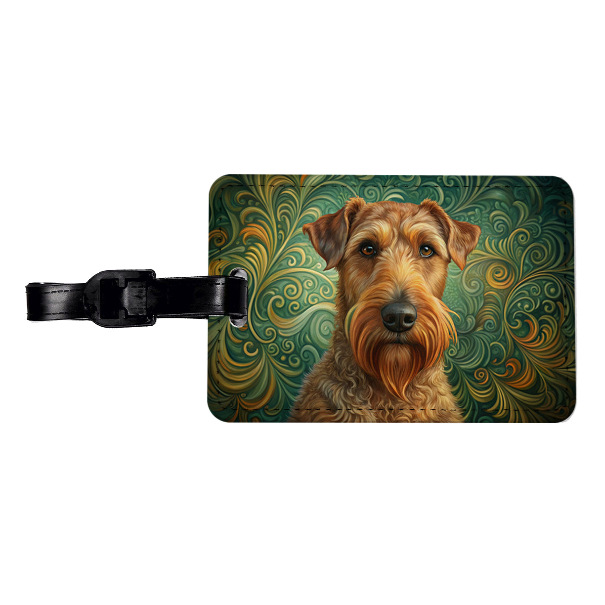 Irish Terrier Dog Art Nouveau Travel Faux Leather Luggage Tag