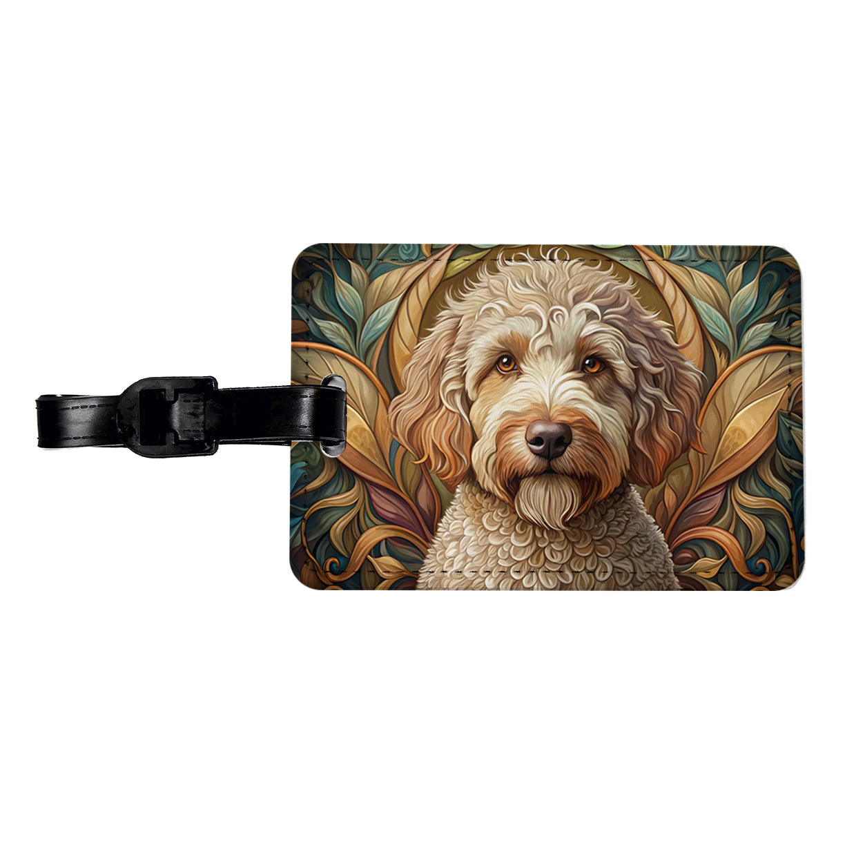 Lagotto Romagnolo Dog Art Nouveau Travel Faux Leather Luggage Tag
