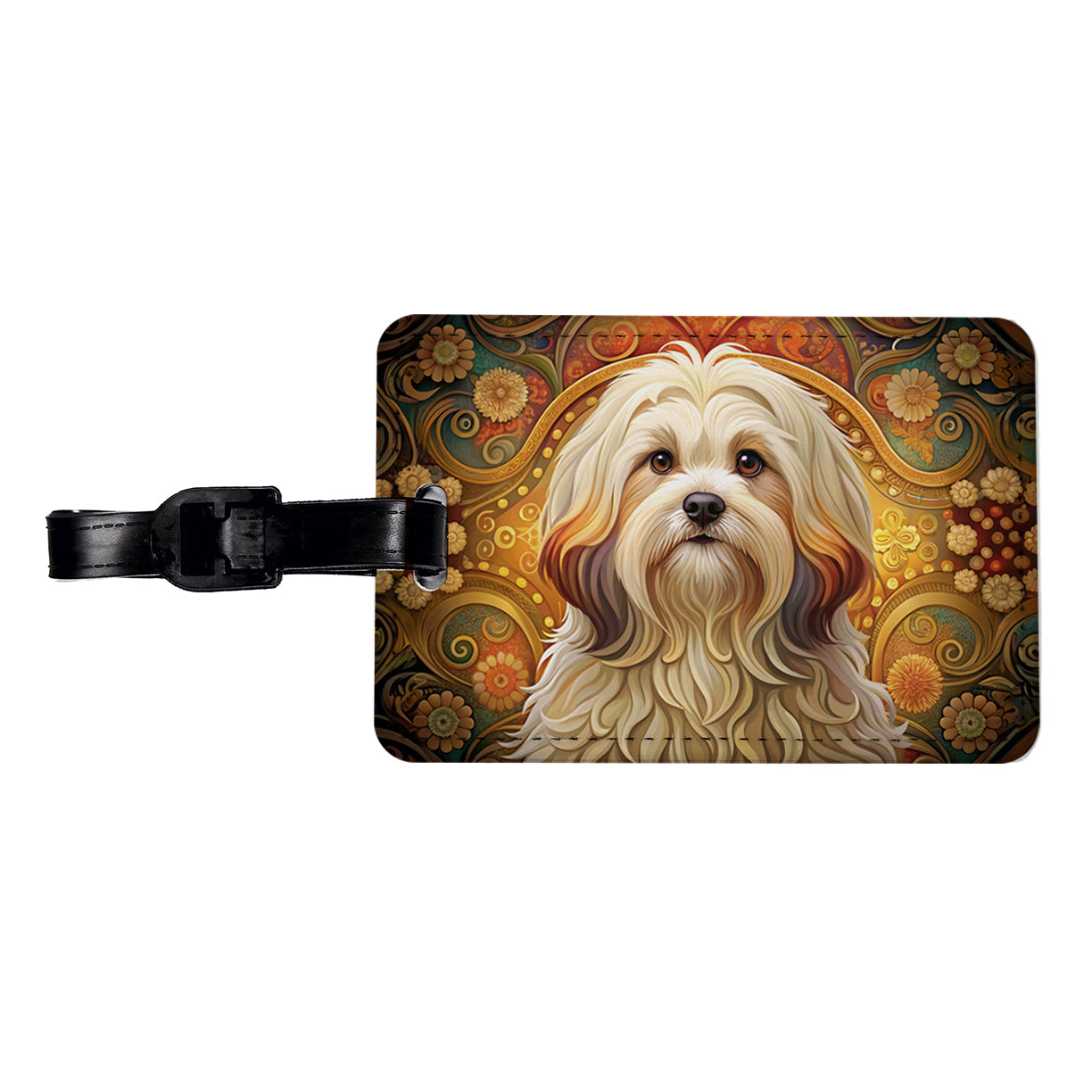 Lhasa Apso Dog Art Nouveau Travel Faux Leather Luggage Tag