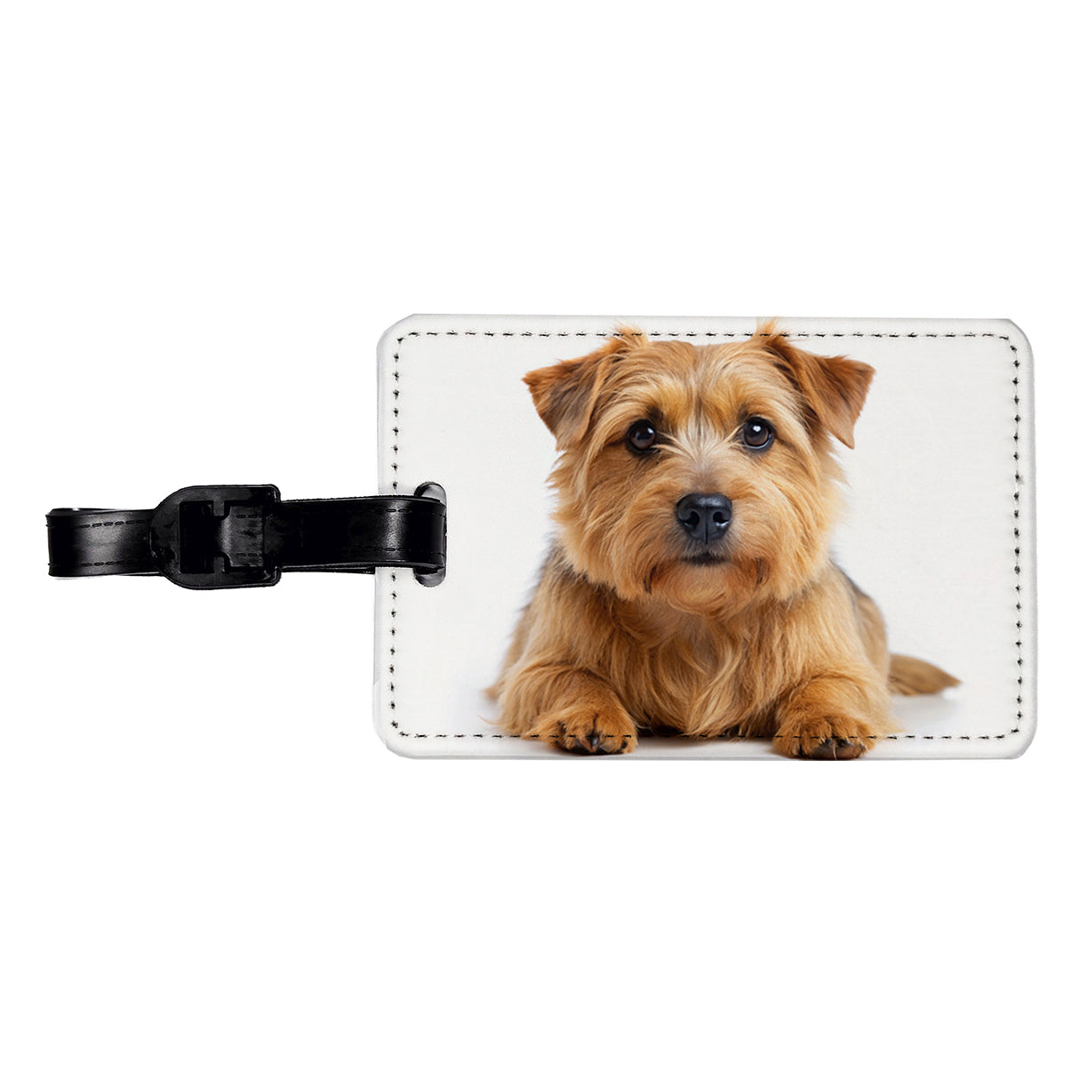 Norfolk Terrier Dog Photo Travel Faux Leather Luggage Tag
