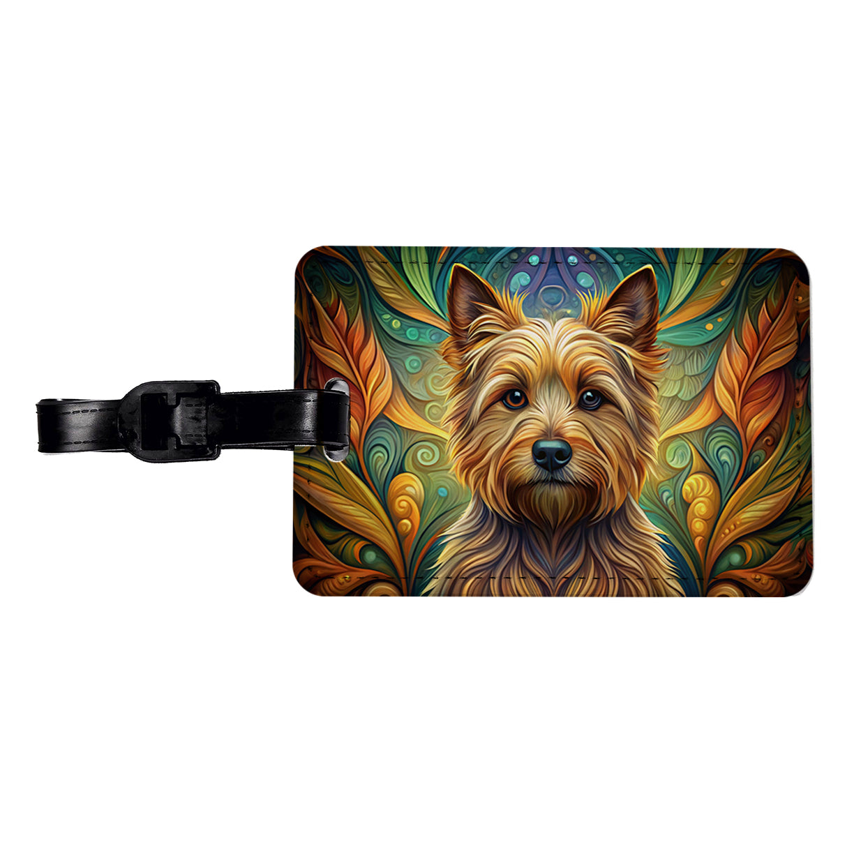 Norwich Terrier Dog Art Nouveau Travel Faux Leather Luggage Tag
