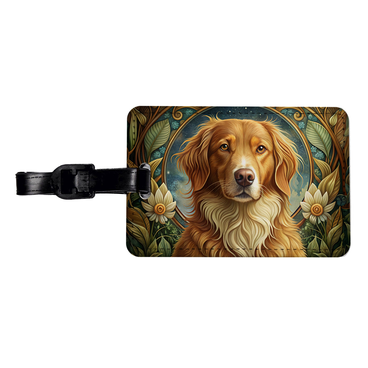 Nova Scotia Duck Tolling Retriever Dog Art Nouveau Travel Faux Leather Luggage Tag
