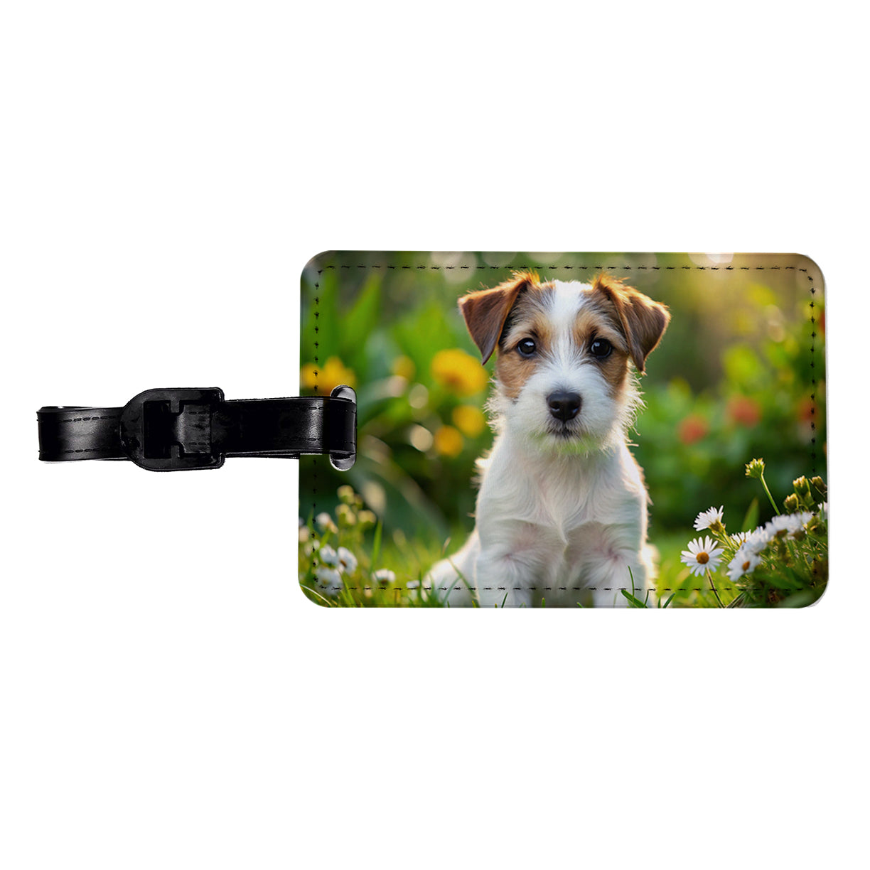 Parson Russell Terrier Dog Puppy Photo Travel Faux Leather Luggage Tag