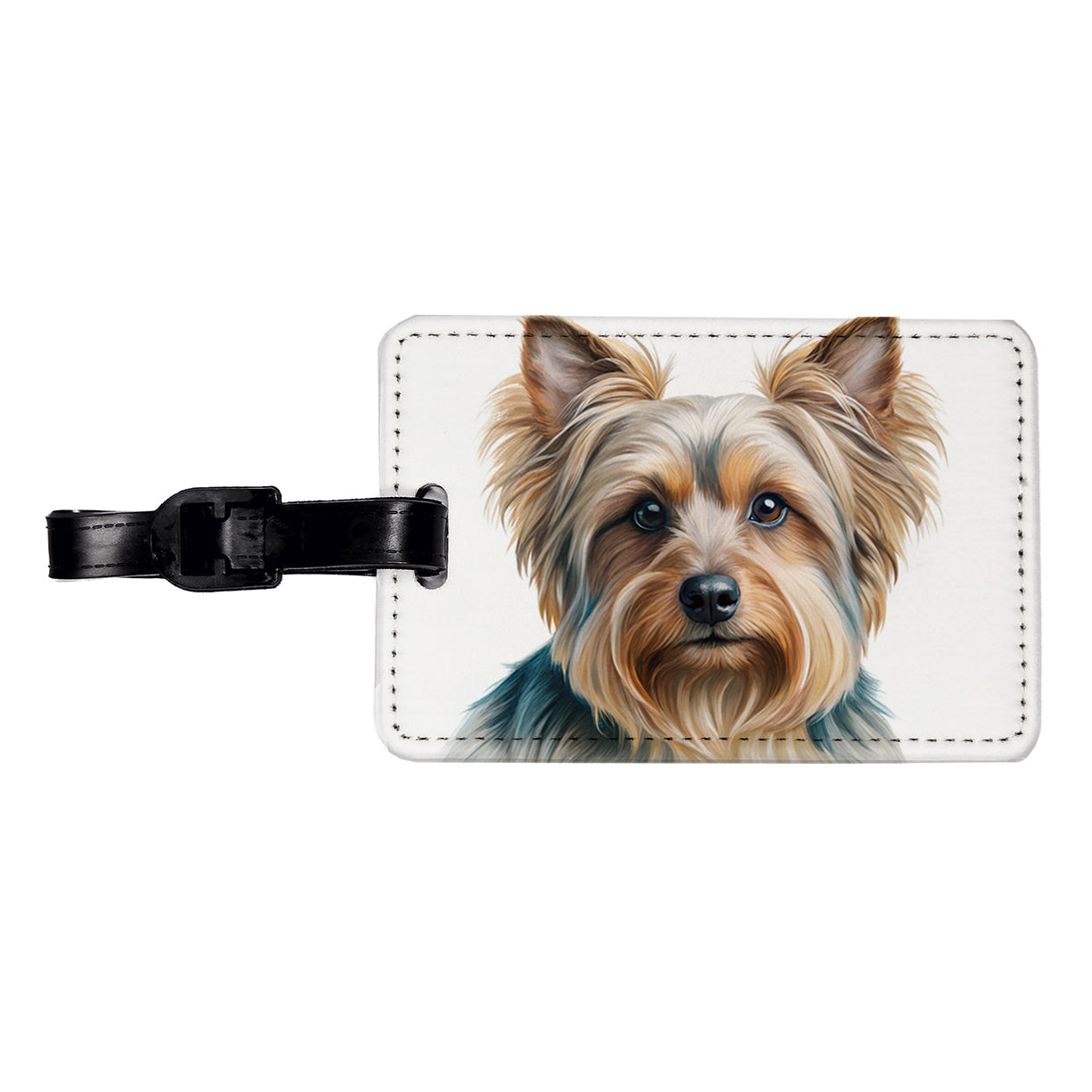 Silky Terrier Dog Illustration Travel Faux Leather Luggage Tag