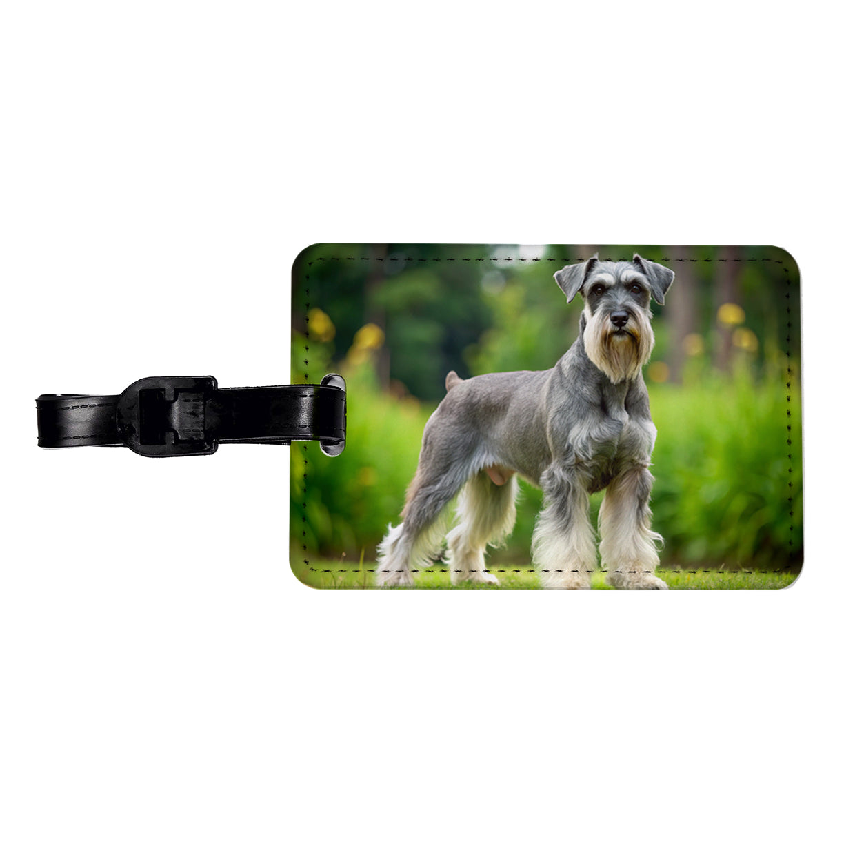Standard Schnauzer Dog Photo Travel Faux Leather Luggage Tag