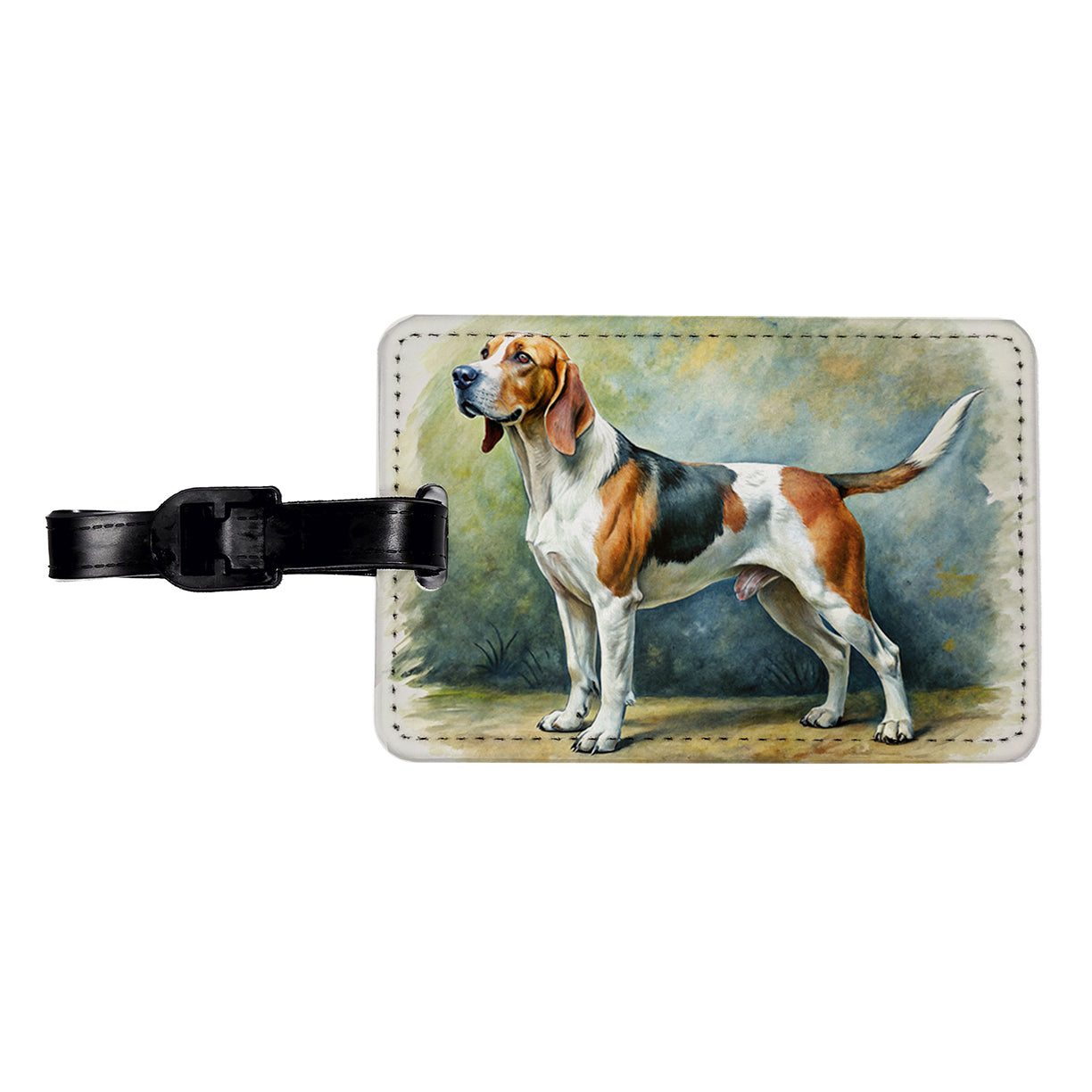 Treeing Walker Coonhound Dog Illustration Travel Faux Leather Luggage Tag