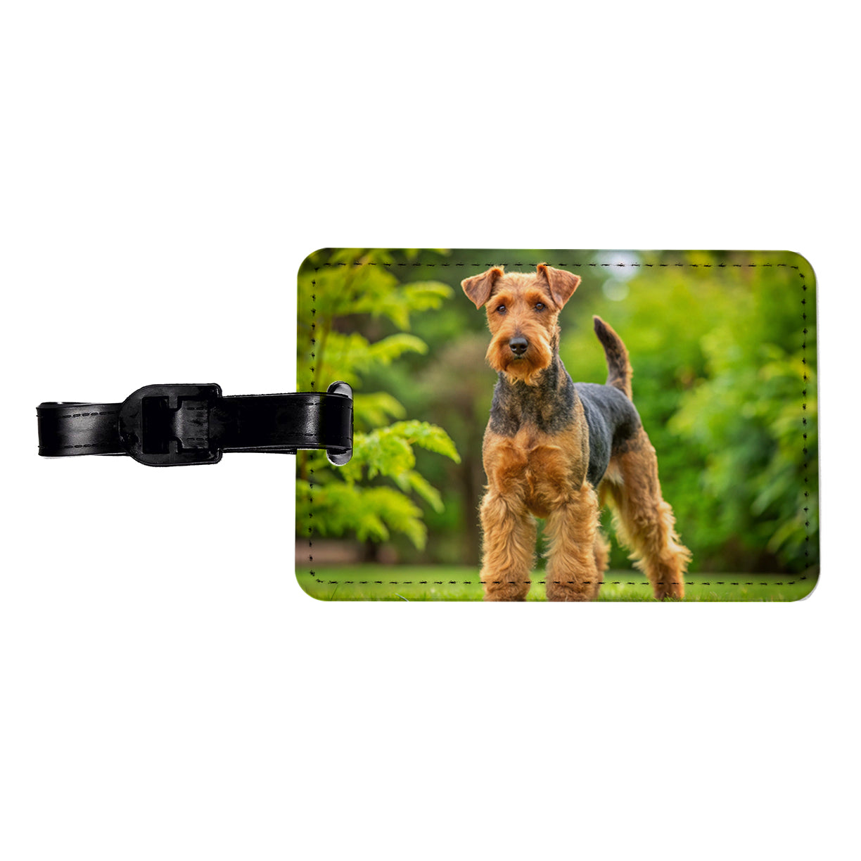 Welsh Terrier Dog Photo Travel Faux Leather Luggage Tag