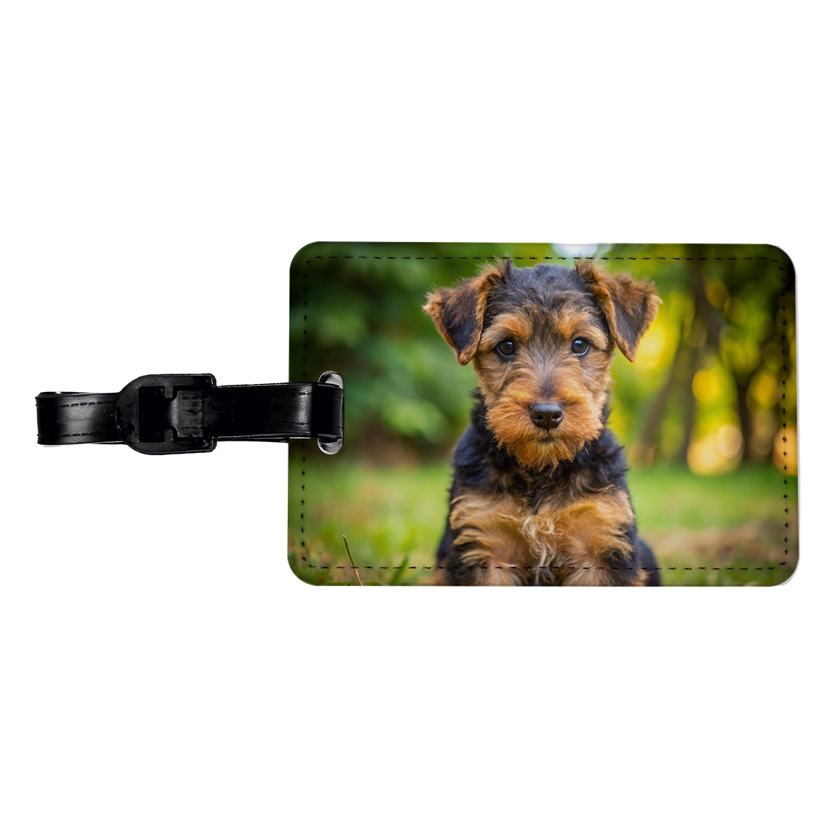 Welsh Terrier Dog Puppy Photo Travel Faux Leather Luggage Tag