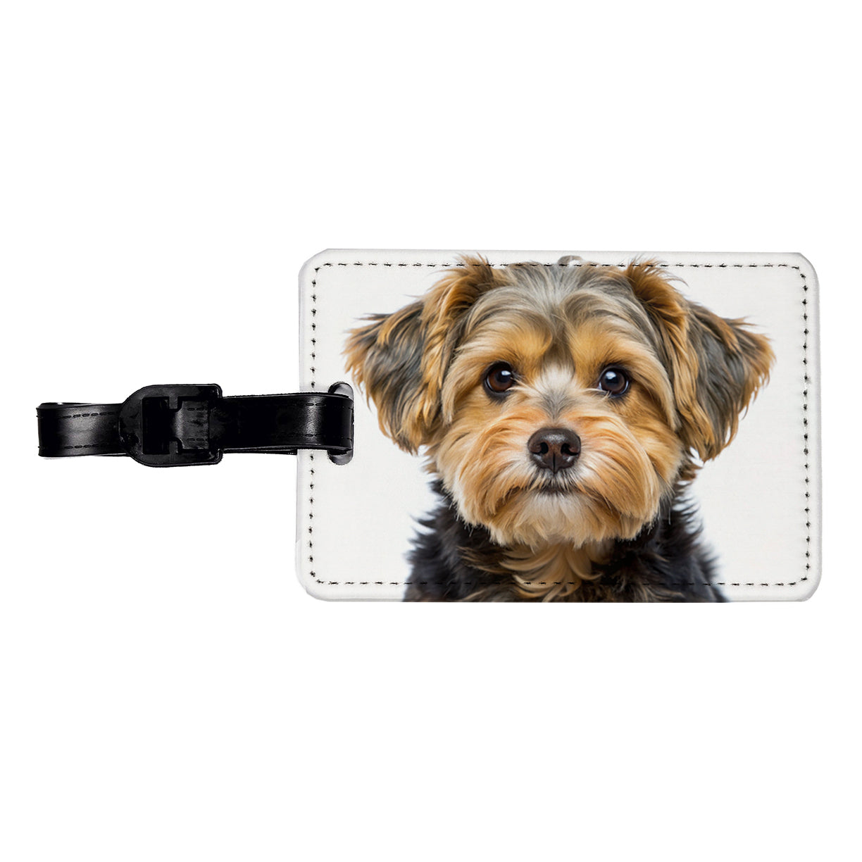 Yorkipoo Dog Photo Travel Faux Leather Luggage Tag