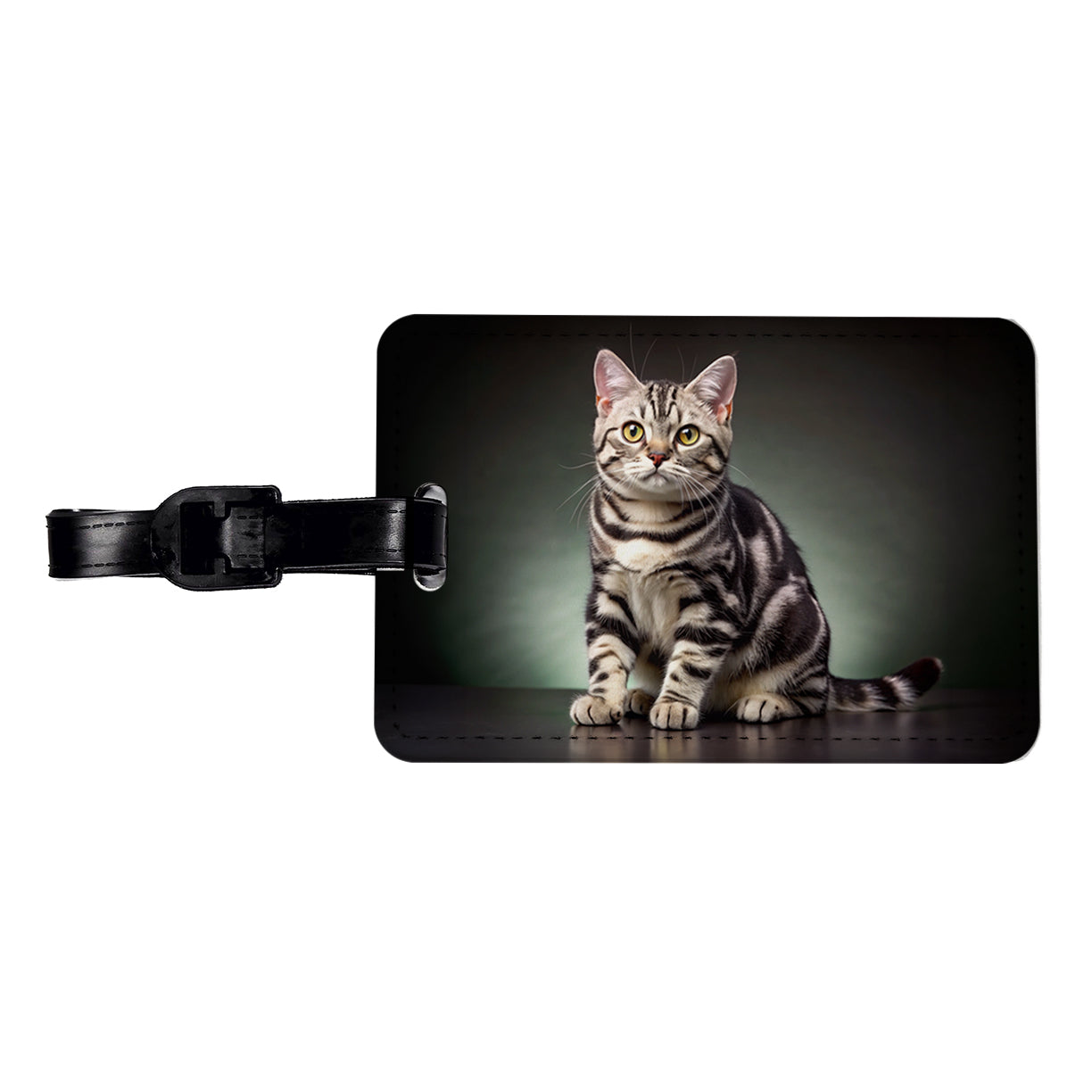 American Shorthair Cat Photo Travel Faux Leather Luggage Tag
