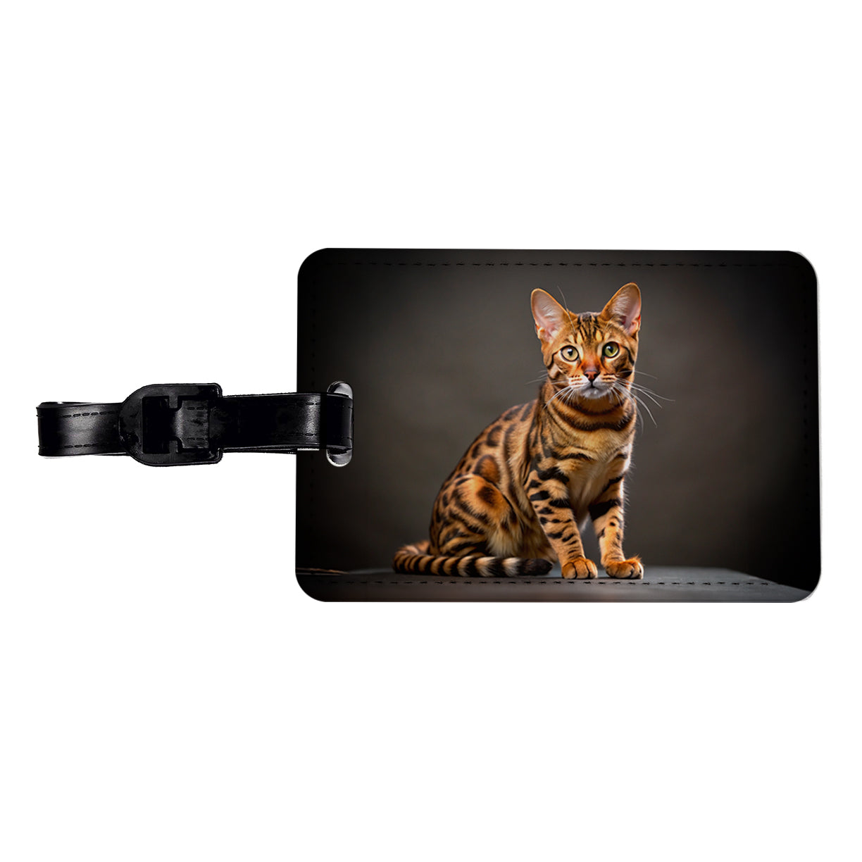 Bengal Cat Photo Travel Faux Leather Luggage Tag
