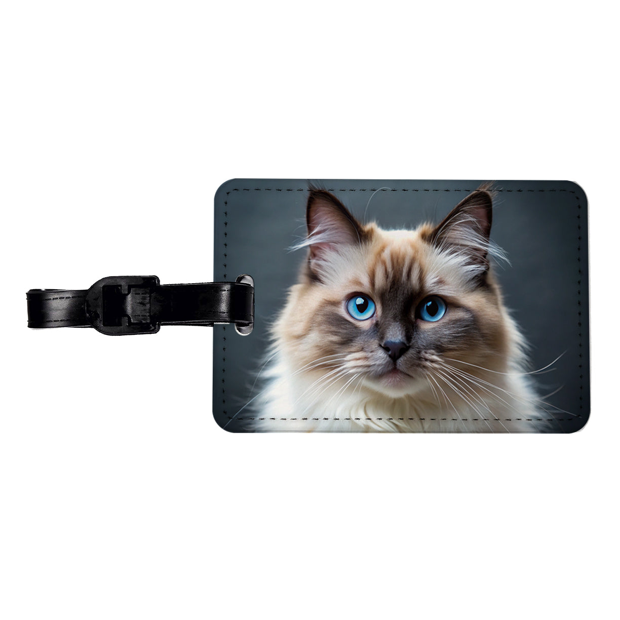 Birman Cat Photo Travel Faux Leather Luggage Tag