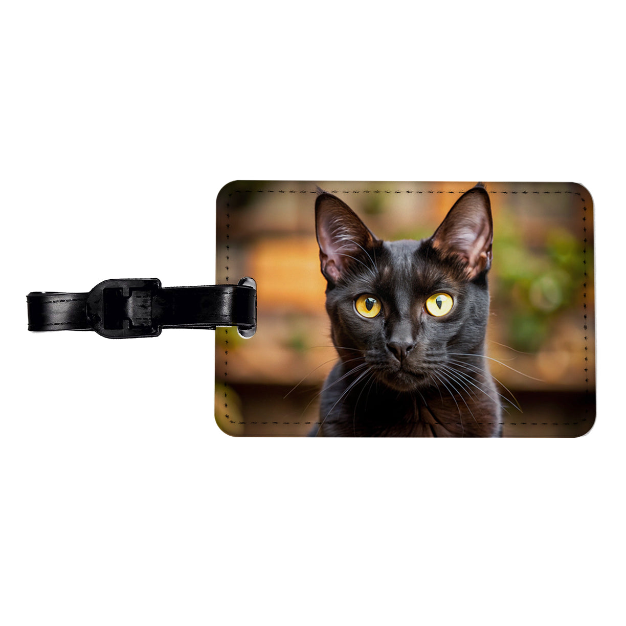 Bombay Black Cat Photo Travel Faux Leather Luggage Tag